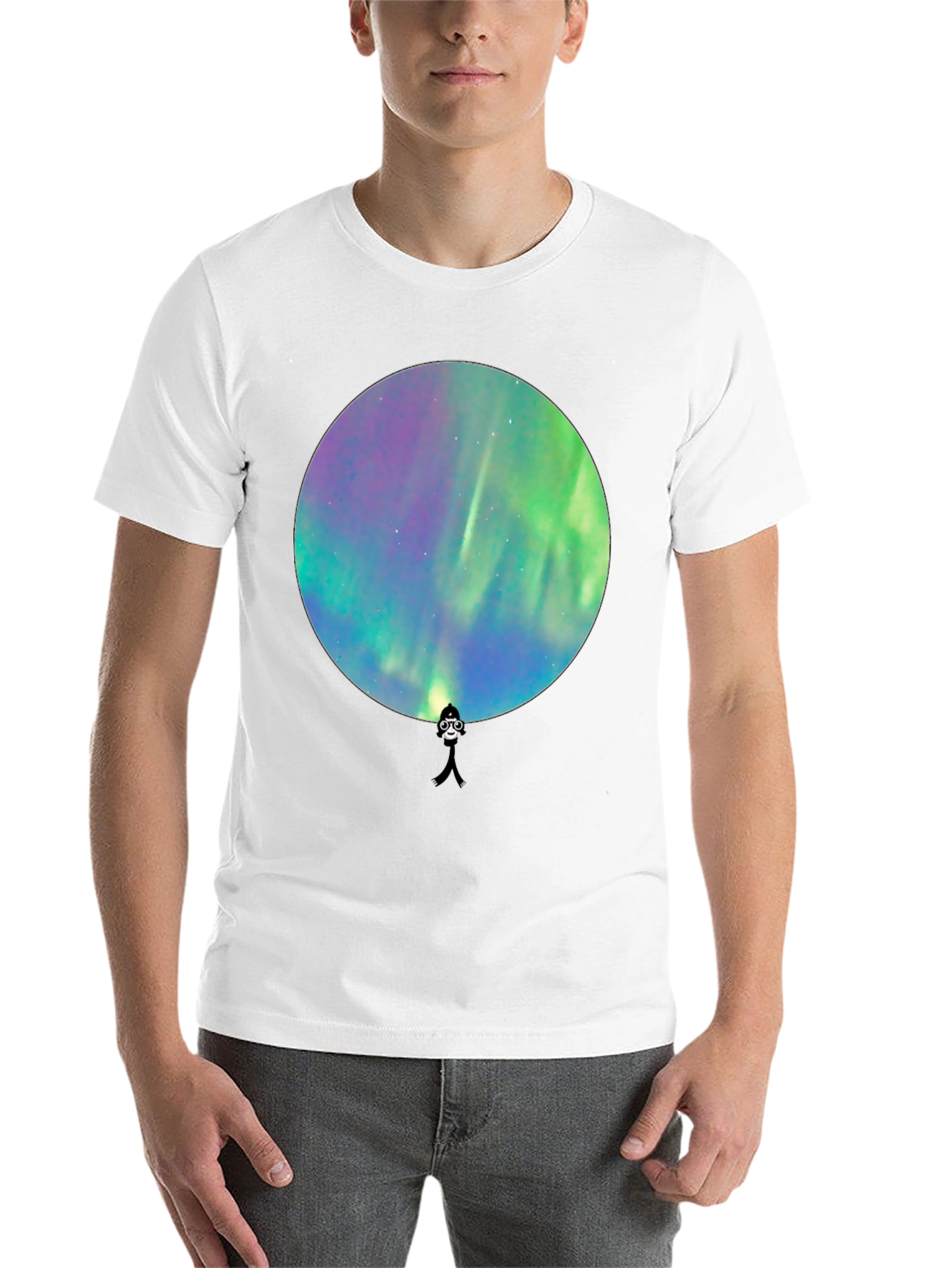 Black Aurora Borealis Silhouette Graphic T-Shirt view 14