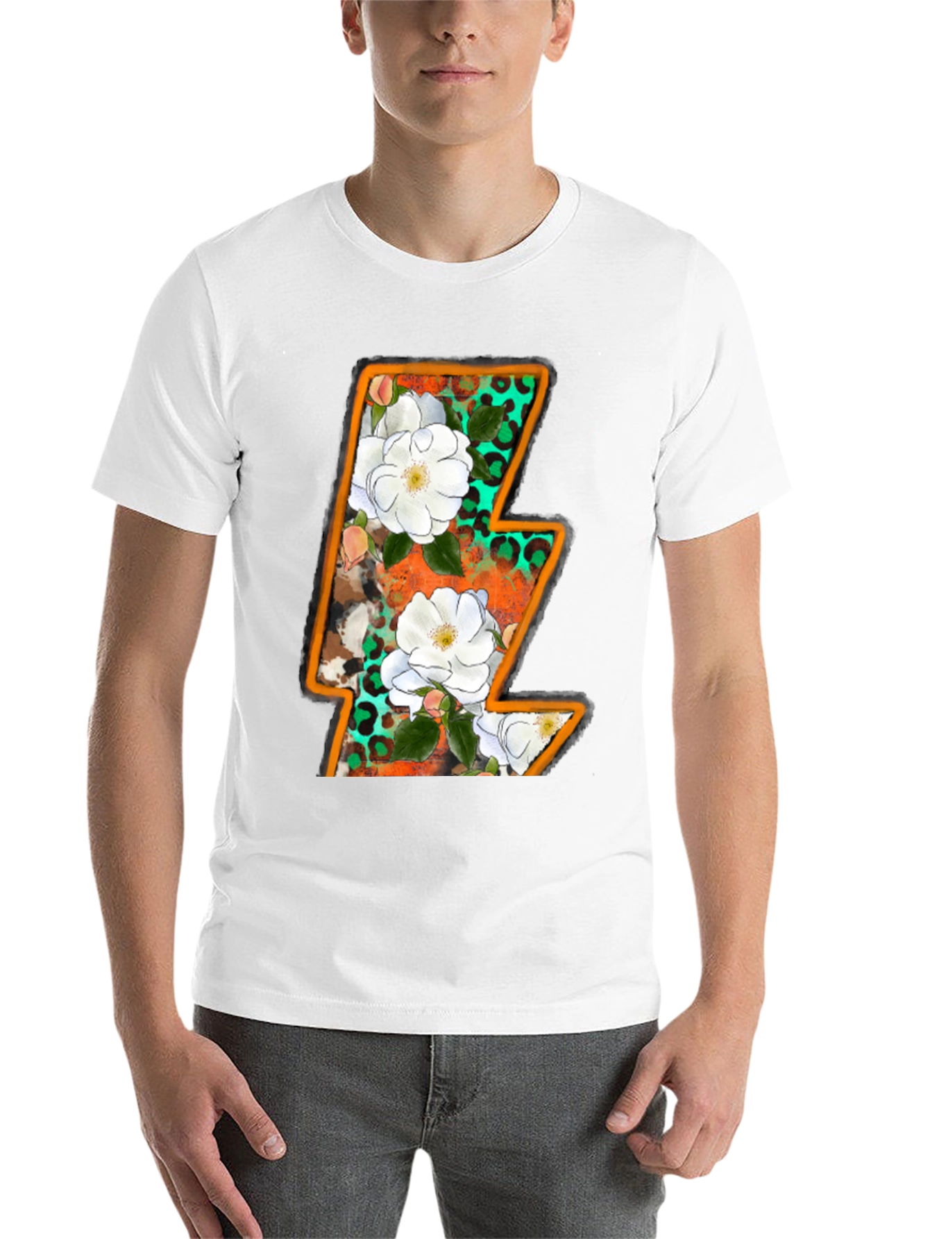 Black Floral Lightning Bolt Graphic Tee view 14