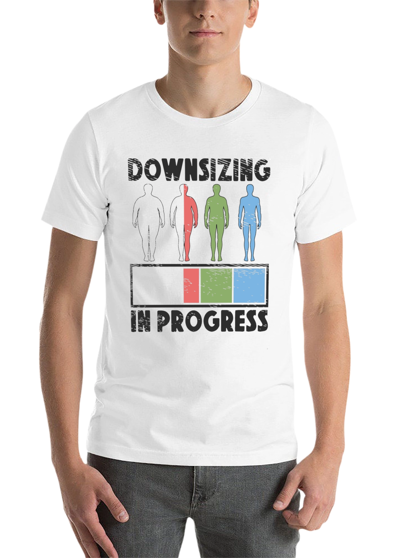 Black Downsizing In Progress T-Shirt - Weight Loss Humor view 14