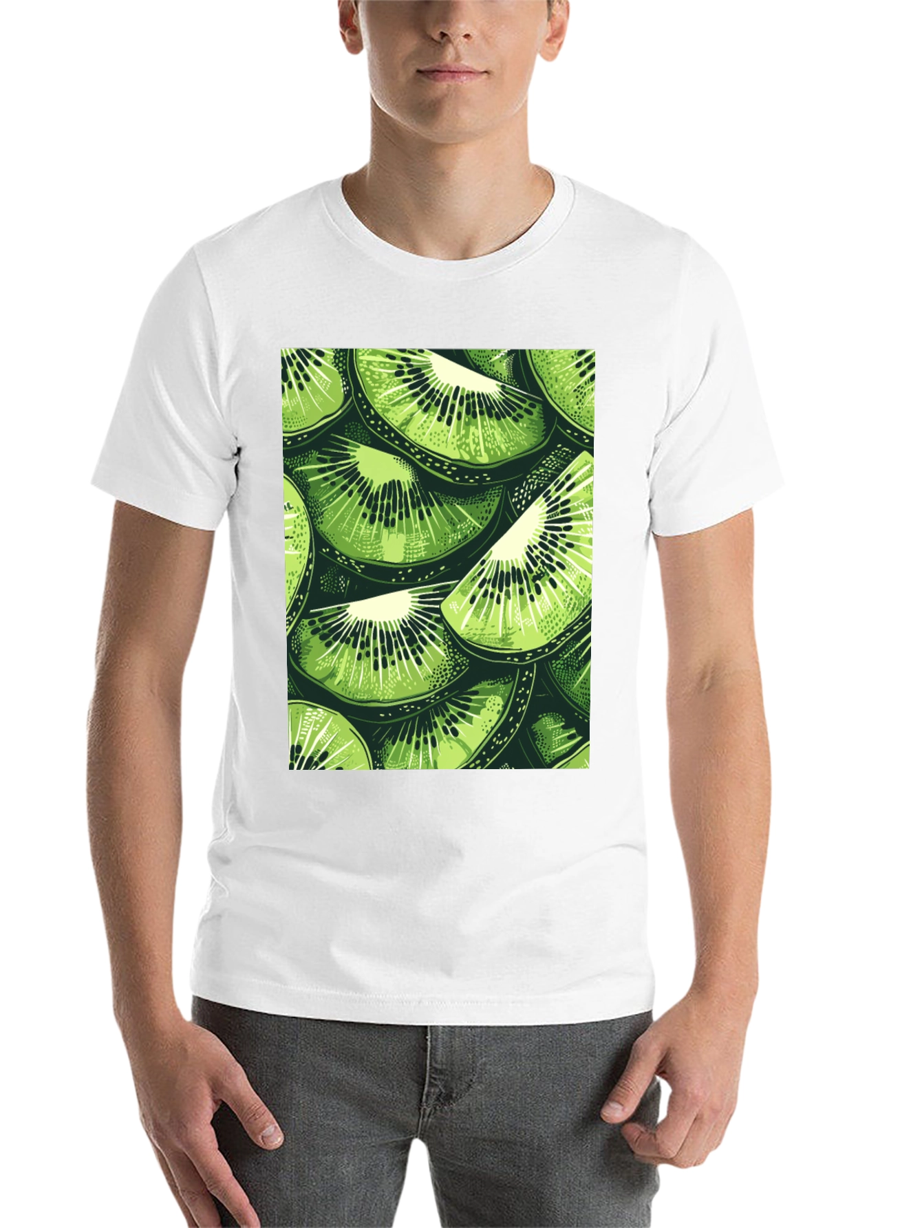 Black Kiwi Slice Print Tee - Fresh Summer Style! view 14