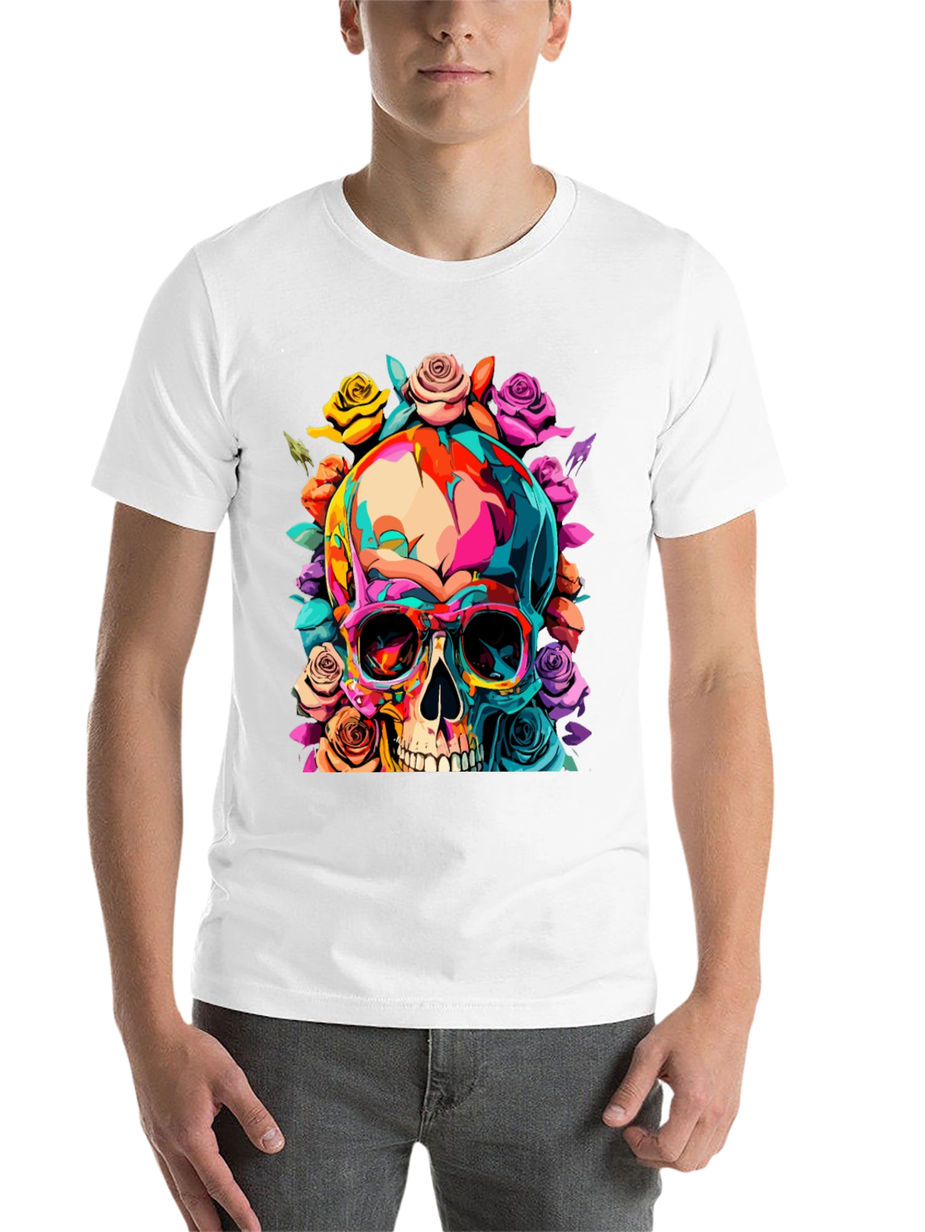 Black Skull & Roses Graphic Tee view 14
