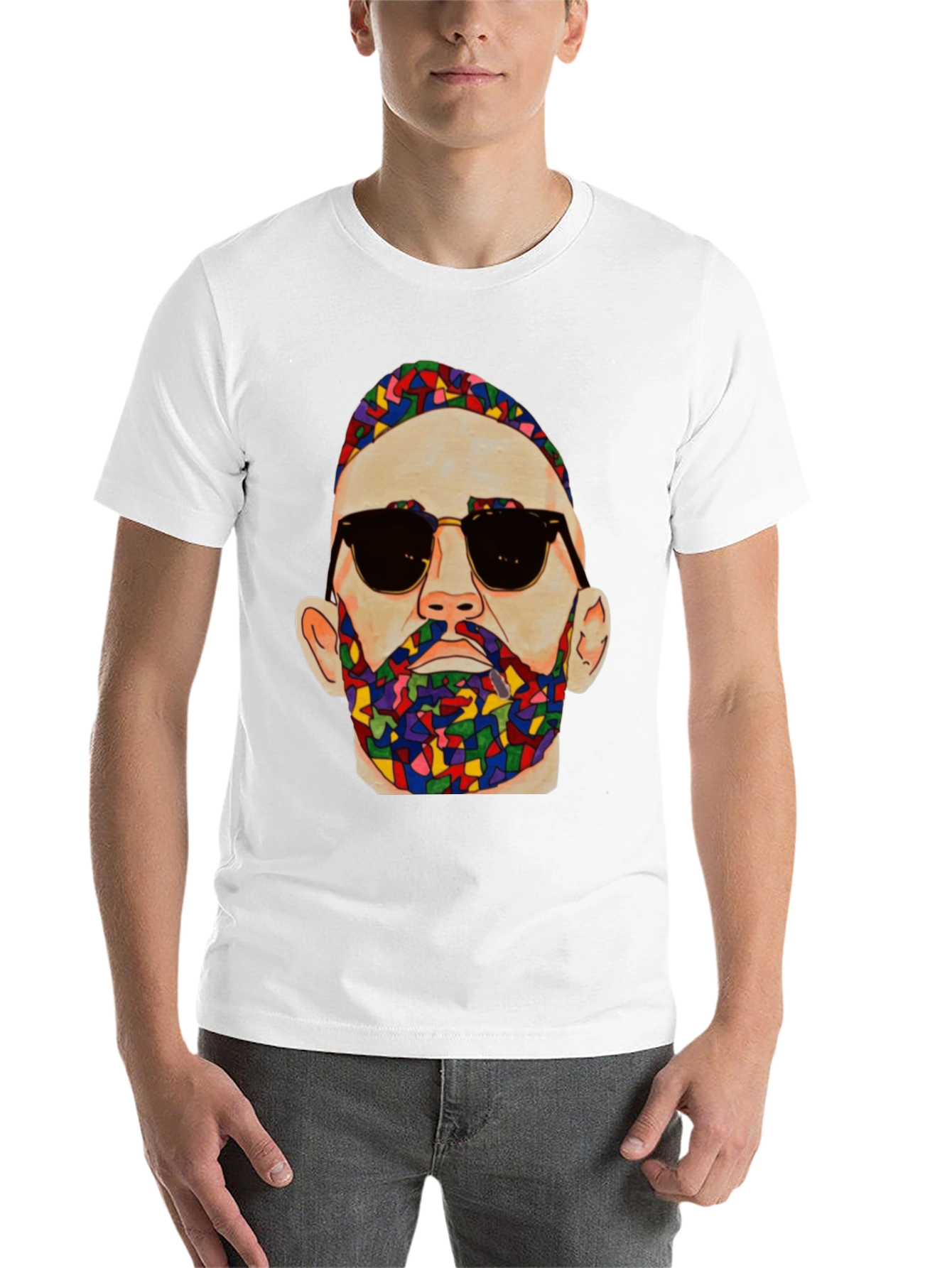 Black Unique Mosaic Man Graphic Print T-Shirt view 14