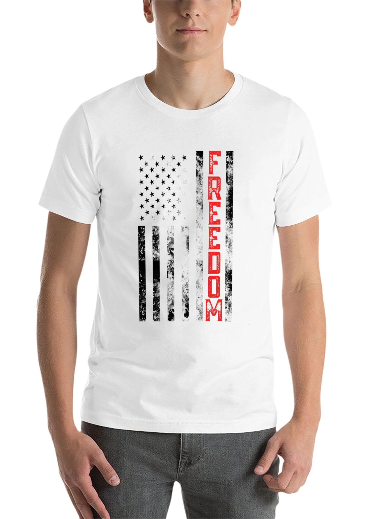 Black Freedom Flag Graphic Tee - Patriotic Design view 14