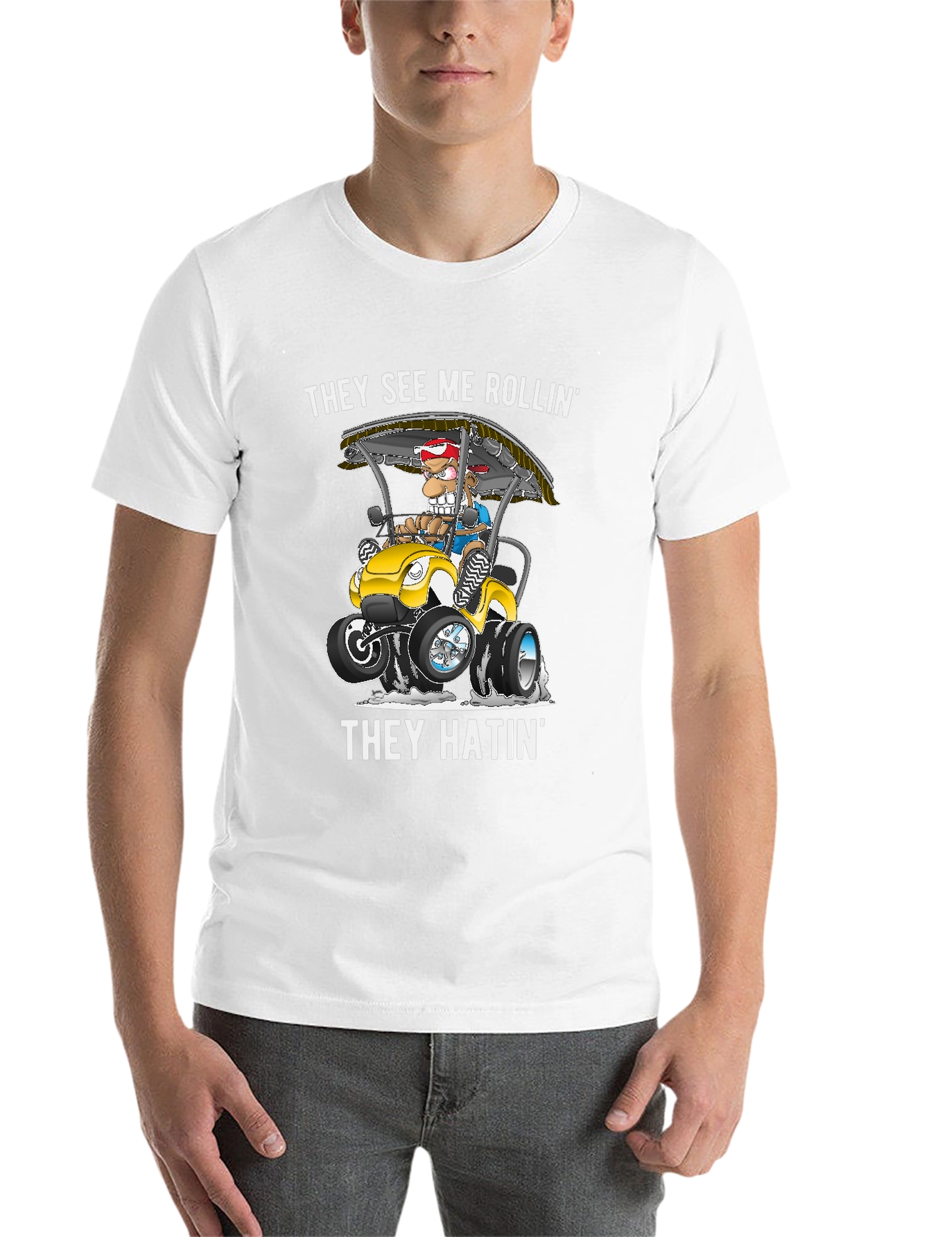 Black They See Me Rollin' T-Shirt Funny Graphic Tee view 14