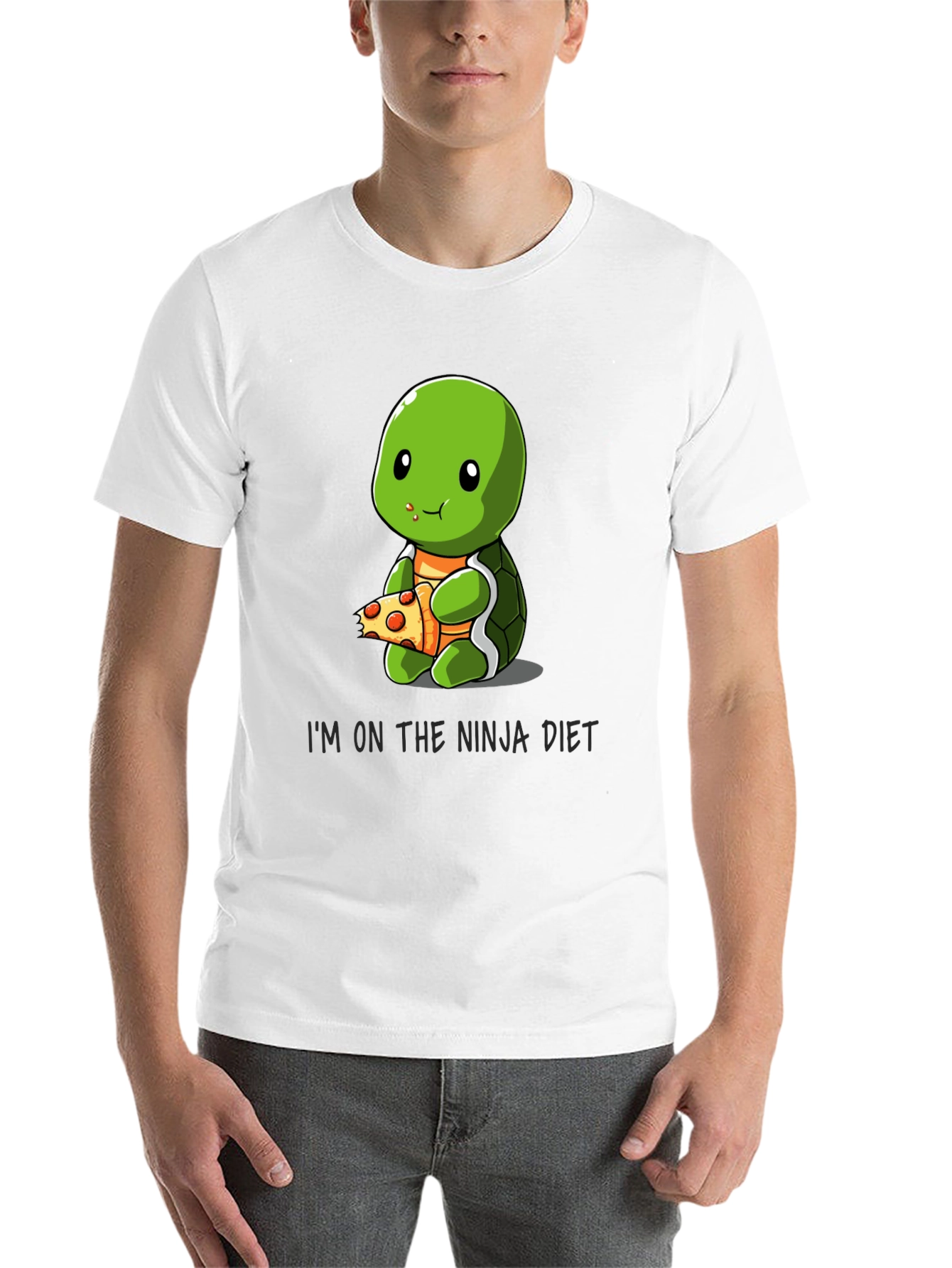 Black Ninja Turtle Diet T-Shirt Funny Pizza Lover Tee view 14