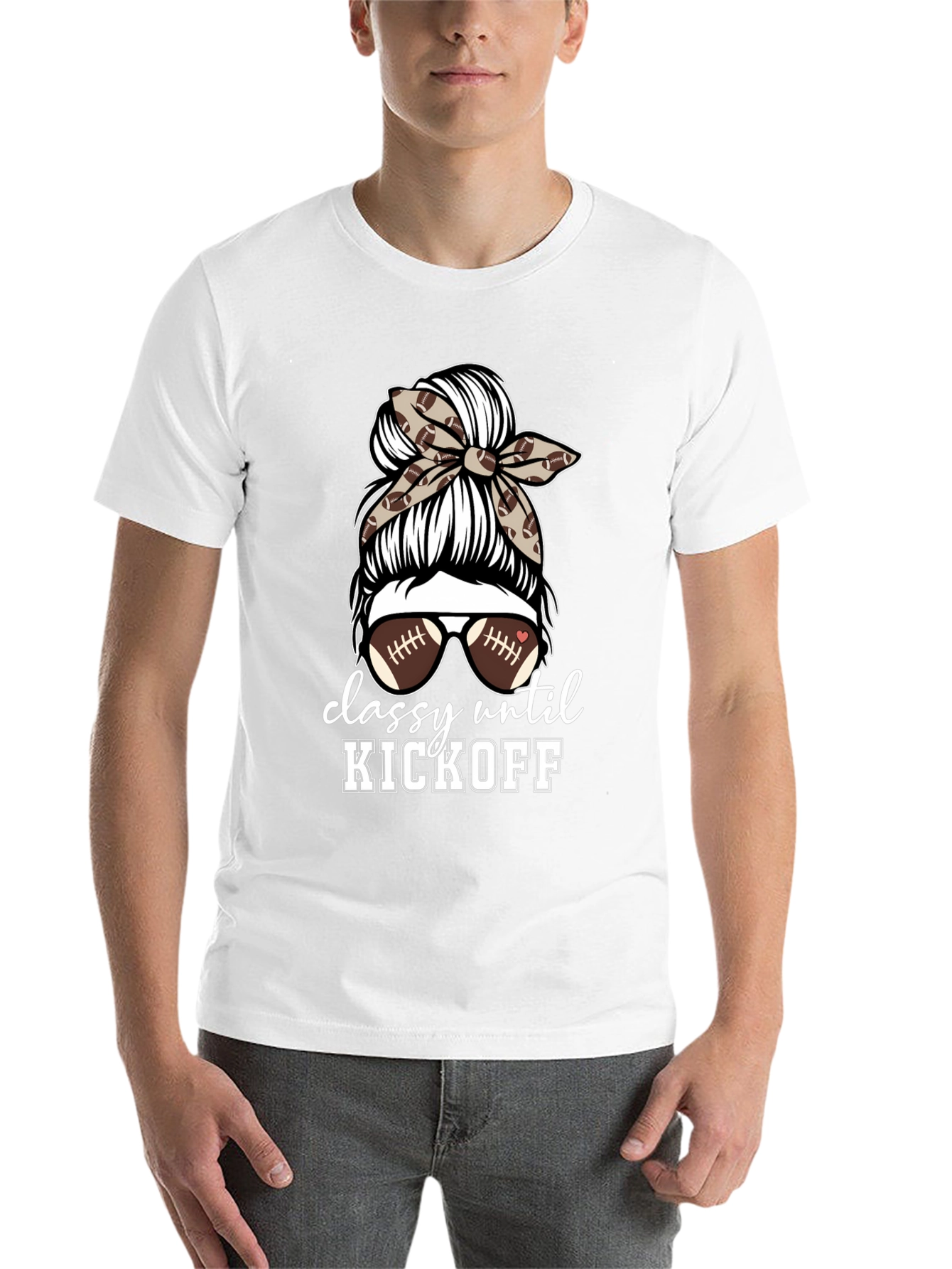 Black Classy Until Kickoff Football Mom T-Shirt view 14