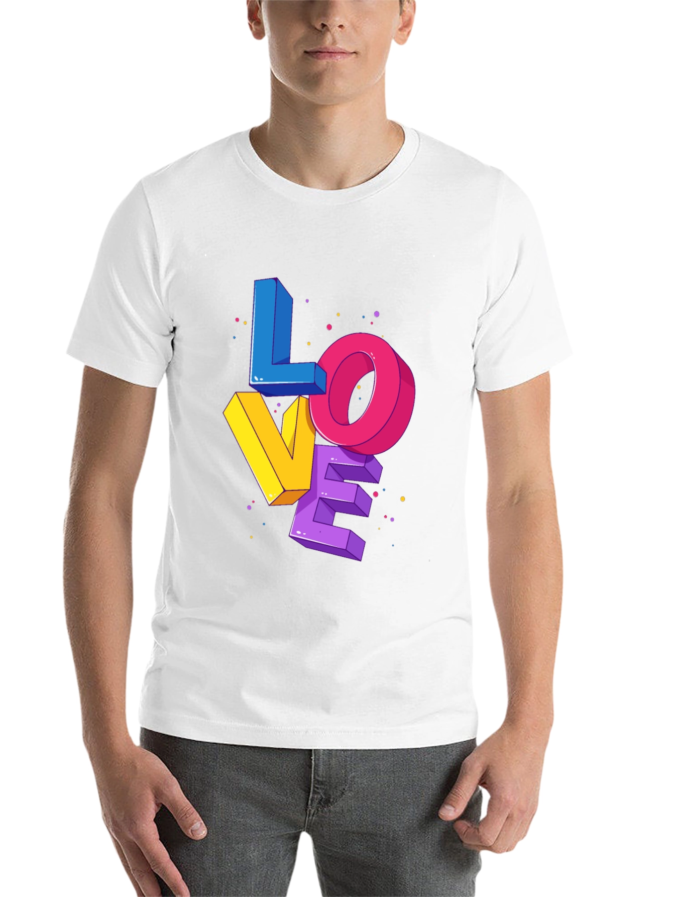 Black Colorful 3D Love Graphic Print Black T-Shirt view 14