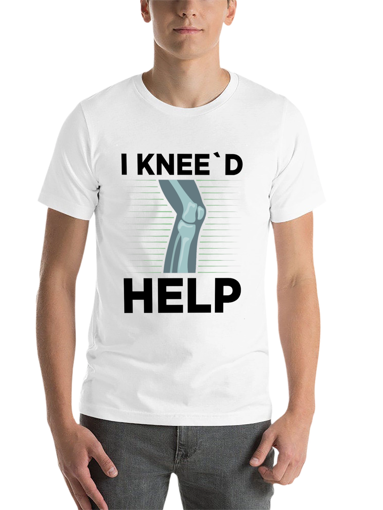 Black I Knee'd Help Funny Bone T-Shirt view 14