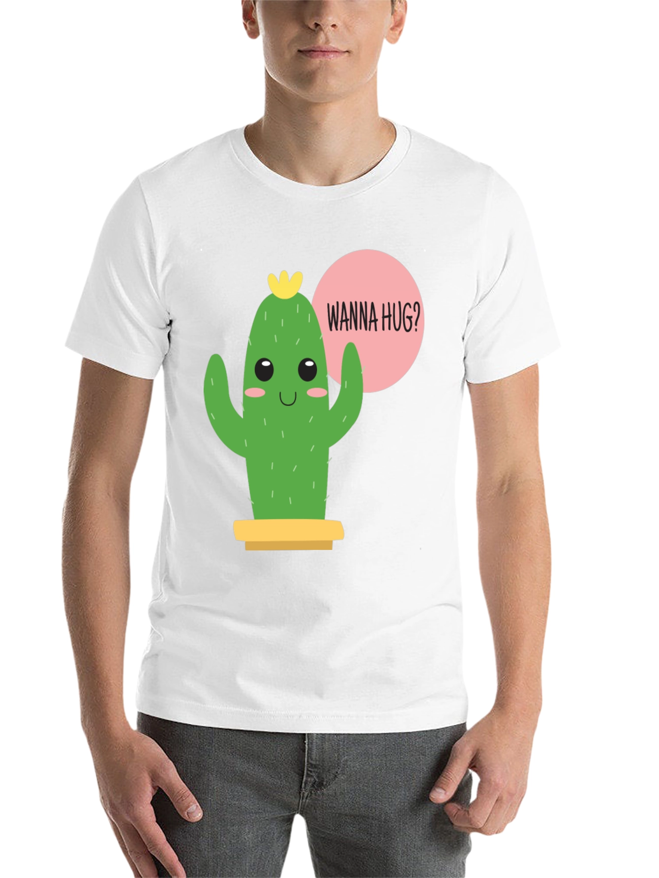 Black Cute Cactus Graphic Tee - Wanna Hug? view 14