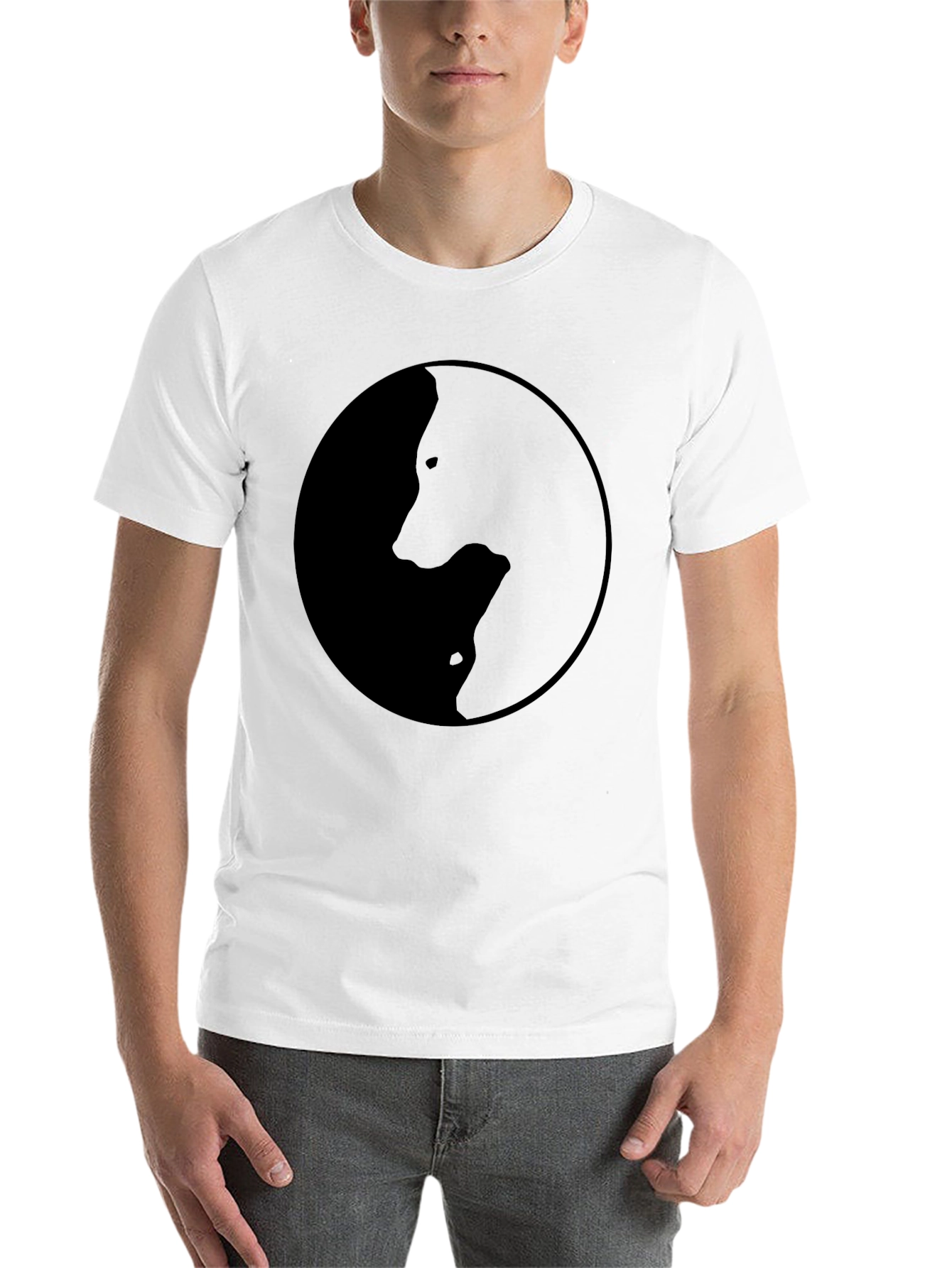 Black Yin Yang Wolves Graphic Tee - Black Crew Neck T-Shirt view 14