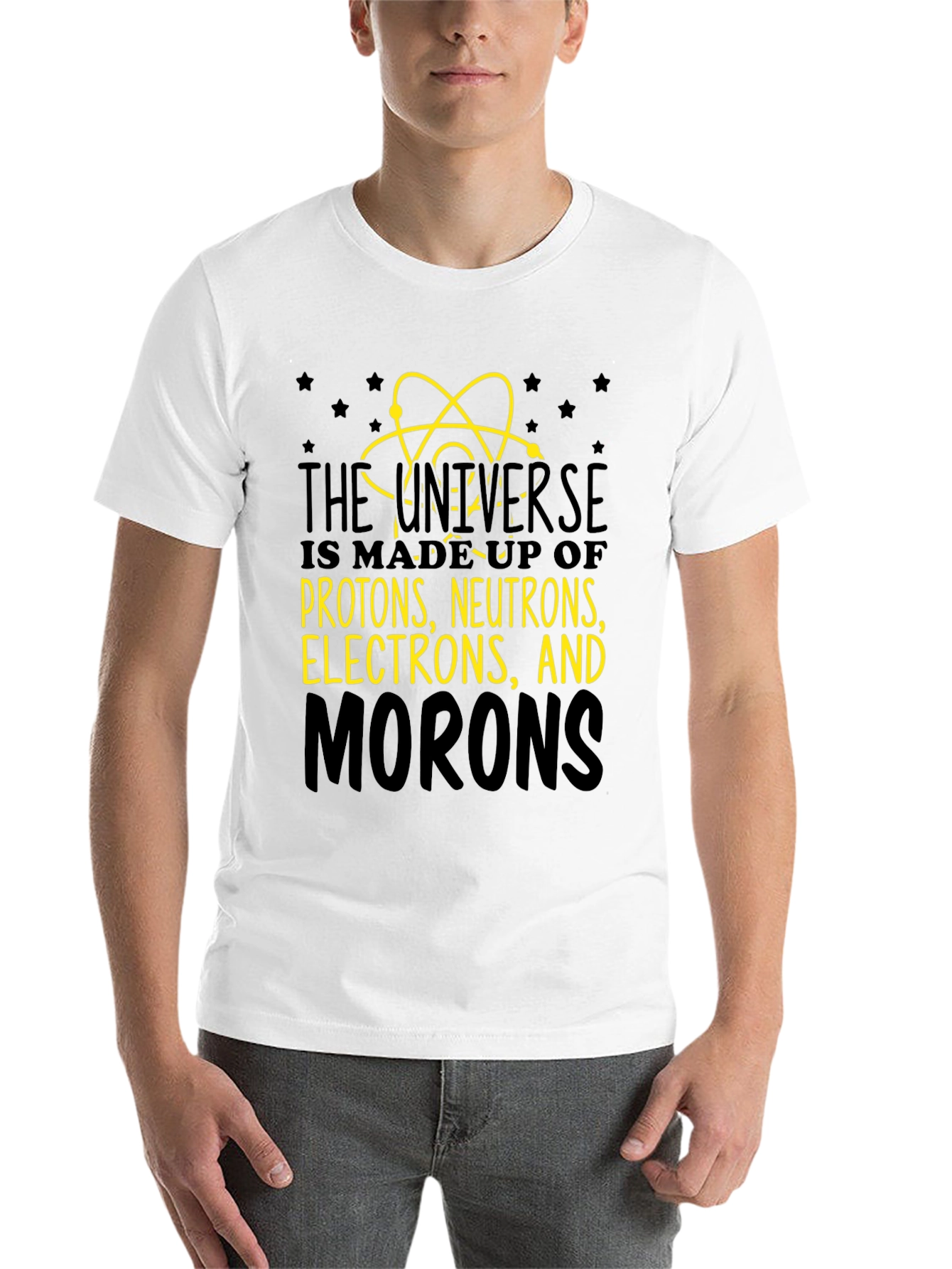 Black Universe Made of Morons Black Cotton Graphic Tee view 14