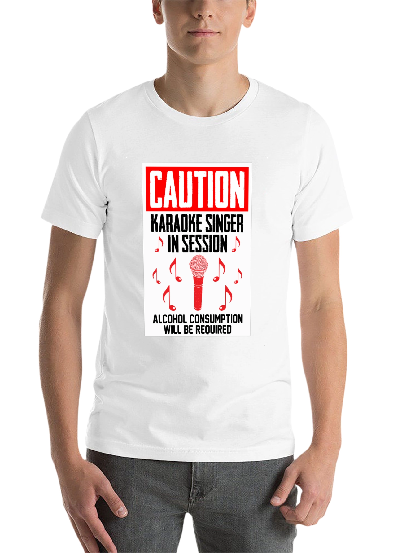 Black Karaoke Singer Caution T-Shirt view 14