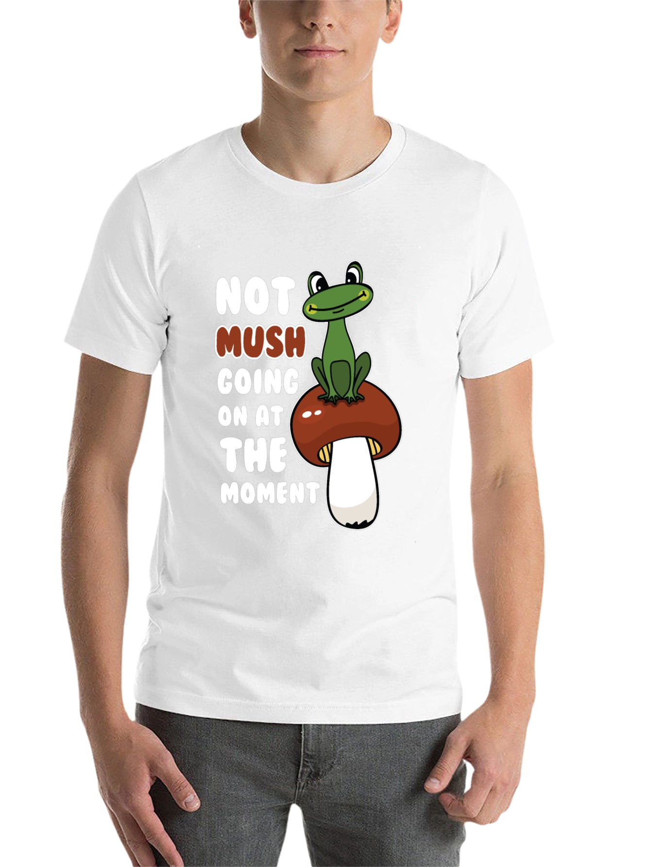 Black Funny Frog on Mushroom Graphic Tee view 14