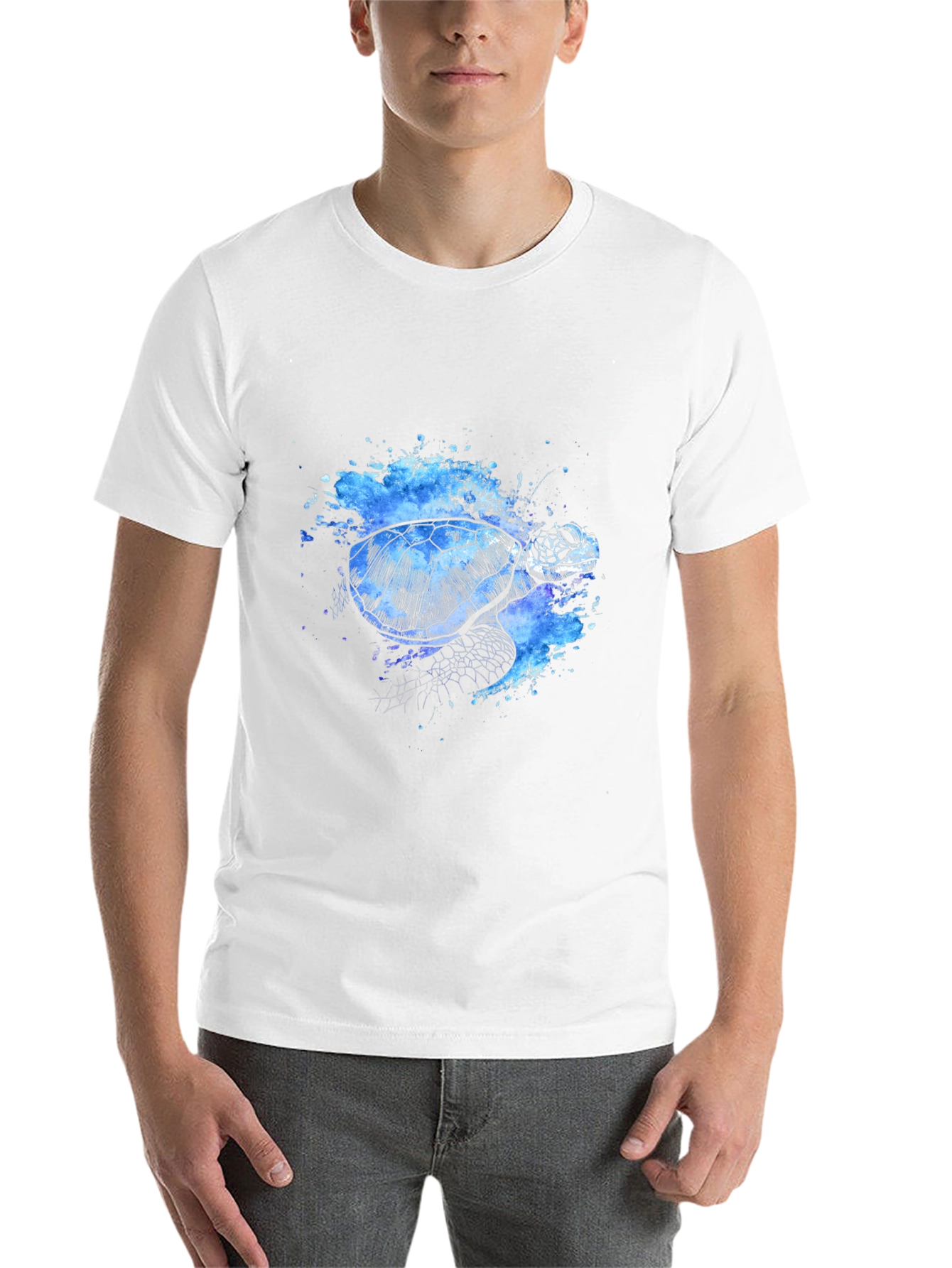 Black Turtle Splash T-Shirt - Unique Artistic Design view 14
