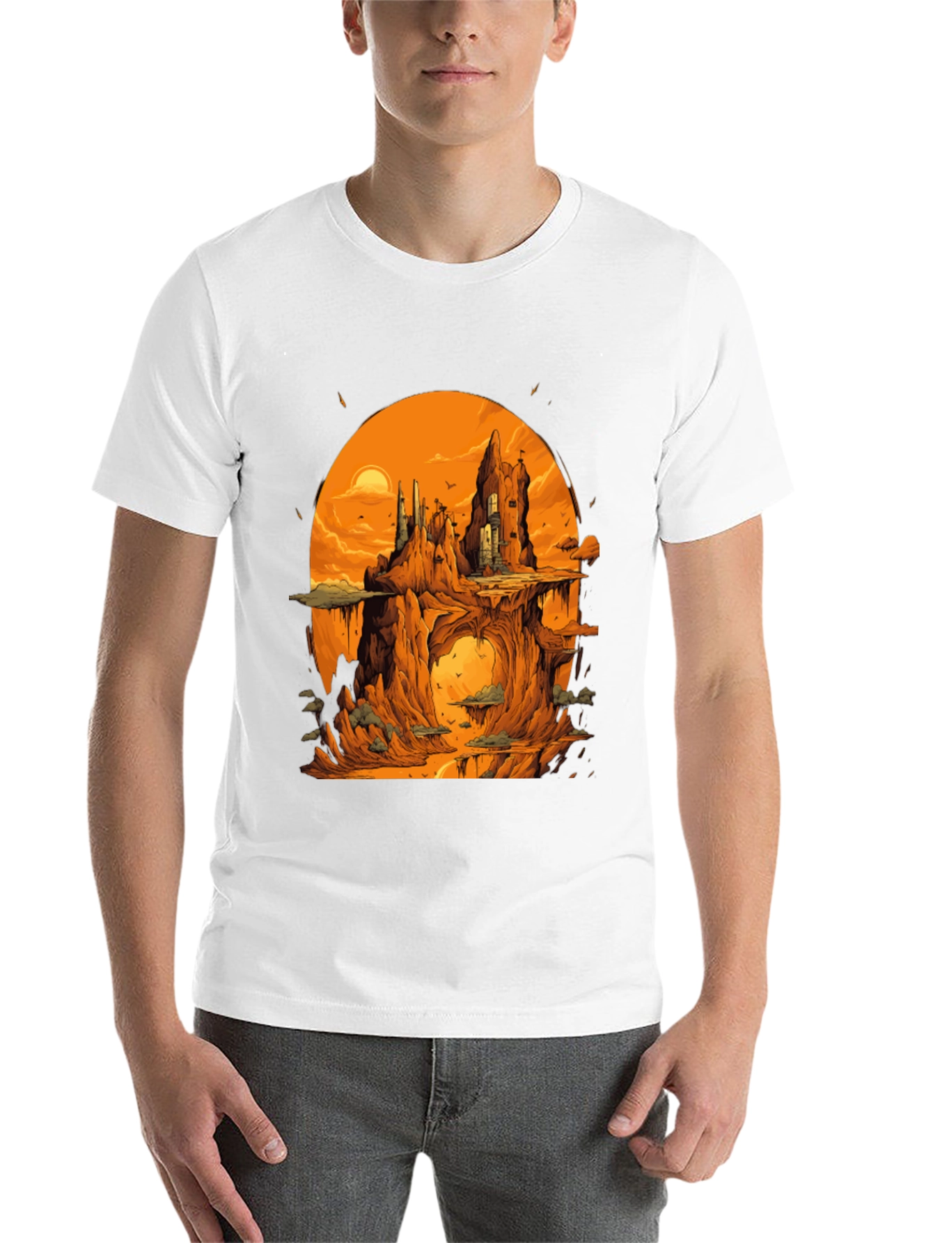 Black Fantasy Landscape Black Graphic Tee view 14