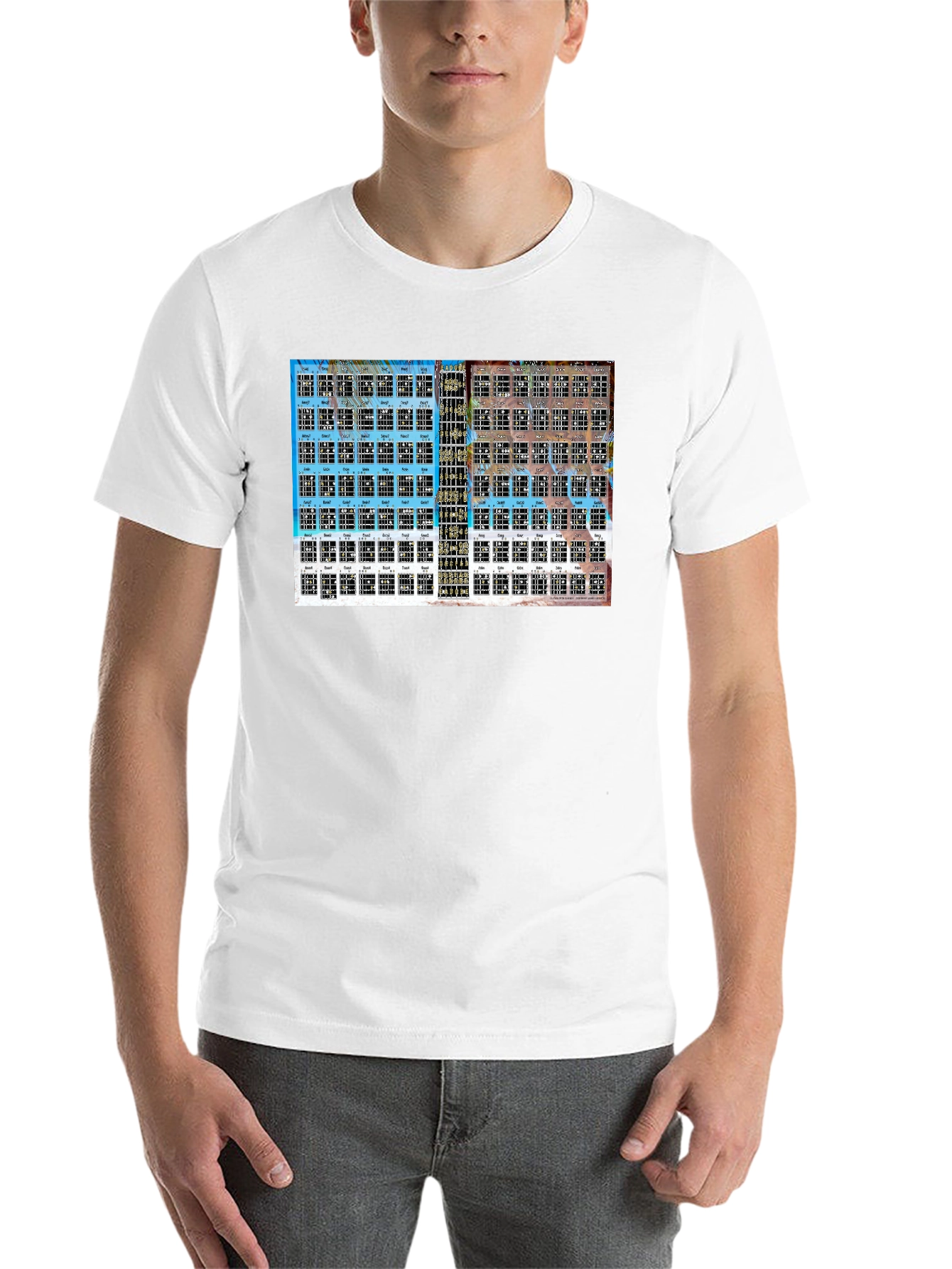 Black Guitar Chord Chart T-Shirt - Black view 14