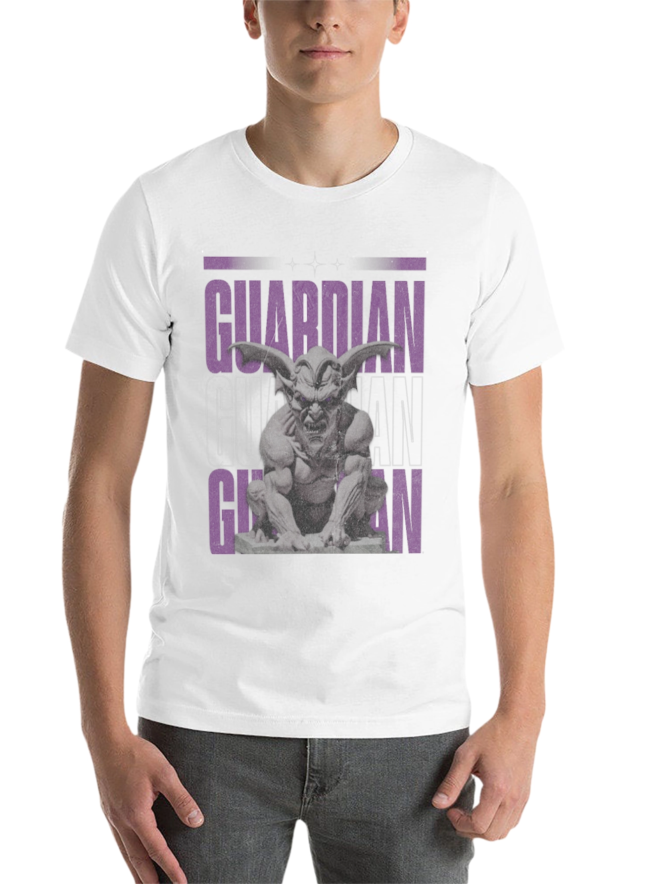 Black Guardian Gargoyle Graphic Tee - Black Cotton view 14