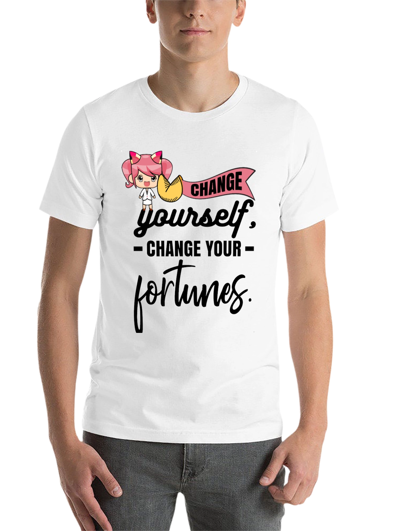 Black Change Yourself T-Shirt - Unisex Black Tee view 14