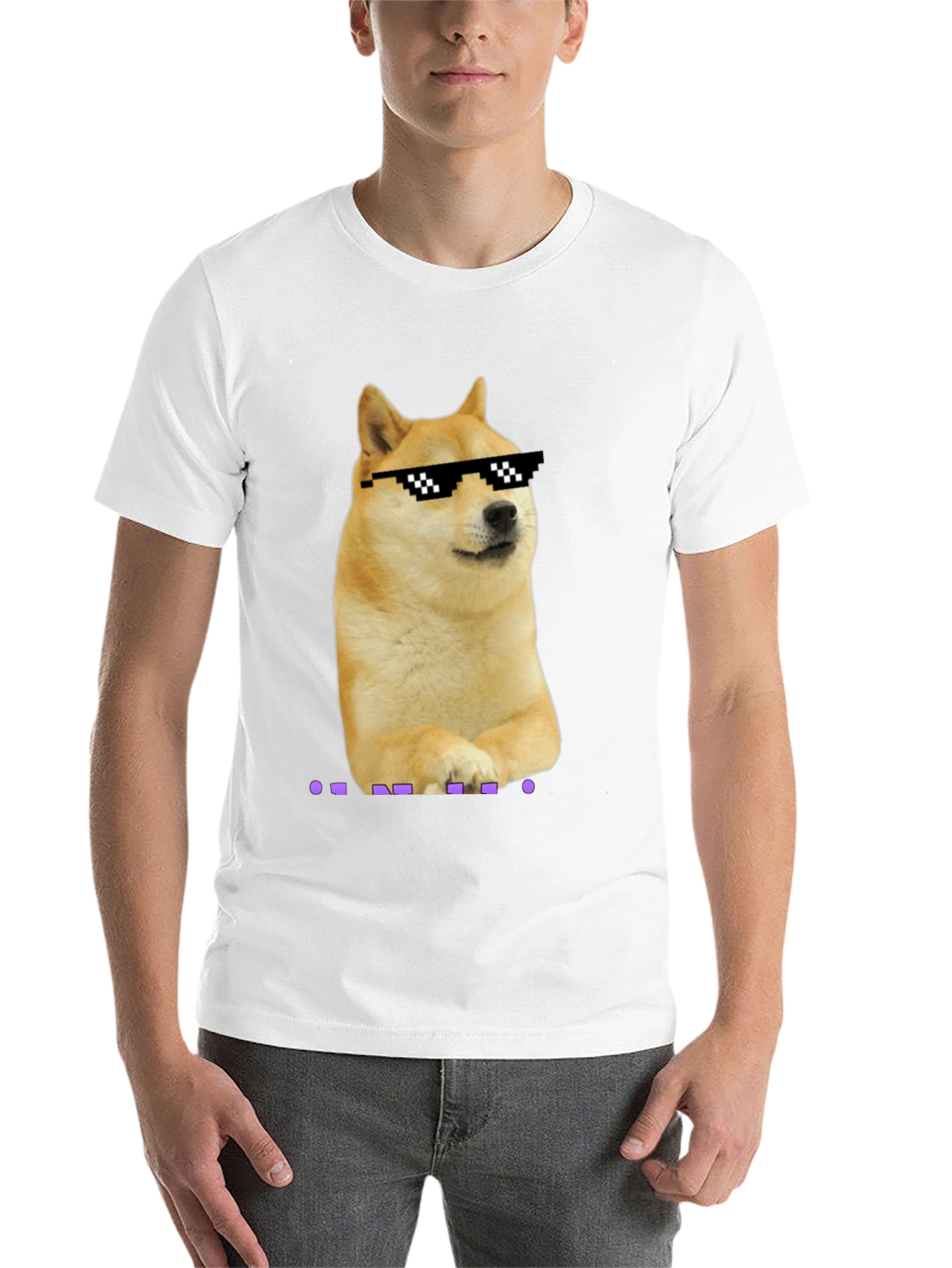 Black Doge Meme Pixel Sunglasses T-Shirt - Black view 14