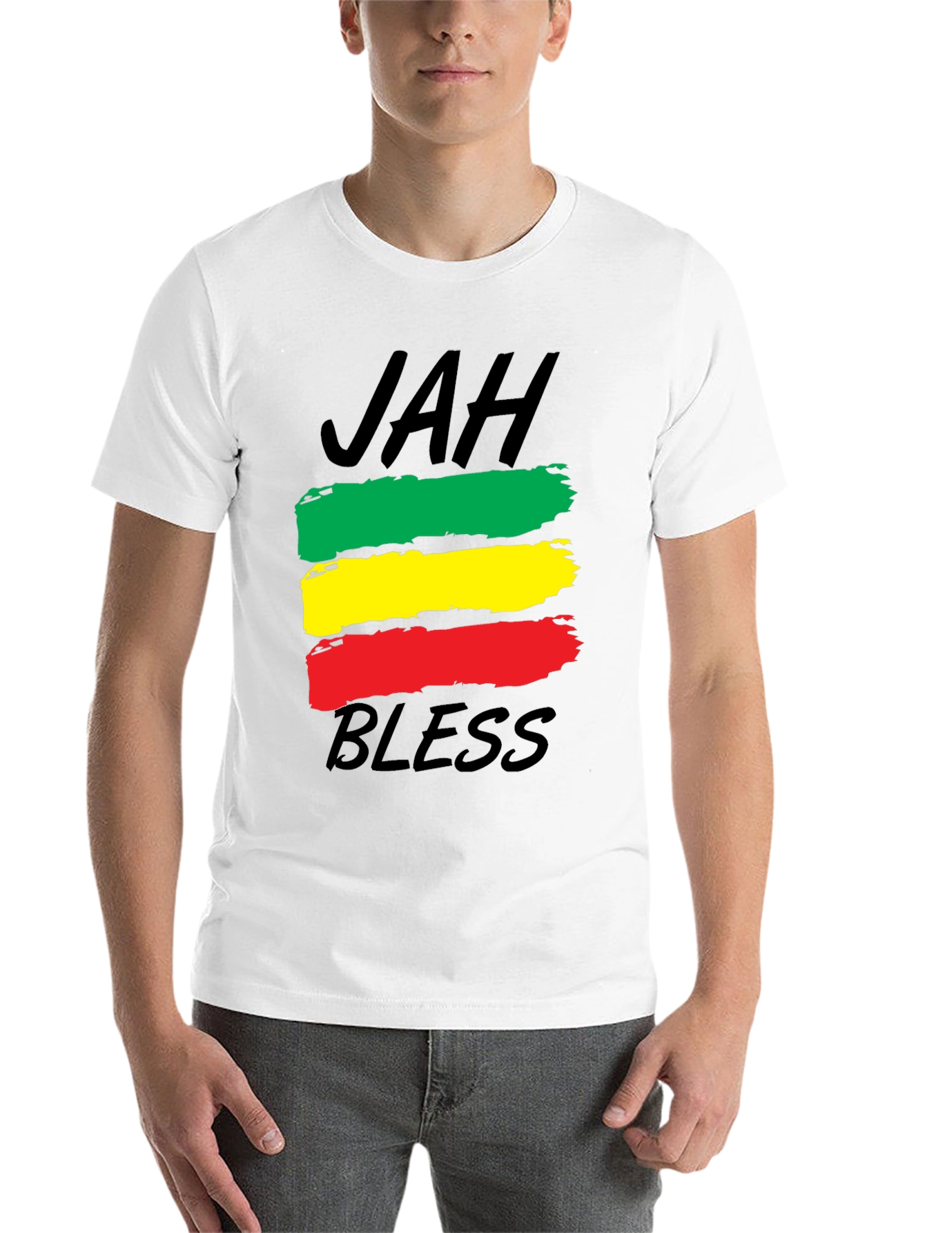 Black Rasta Reggae Jah Bless T-Shirt - Black view 14