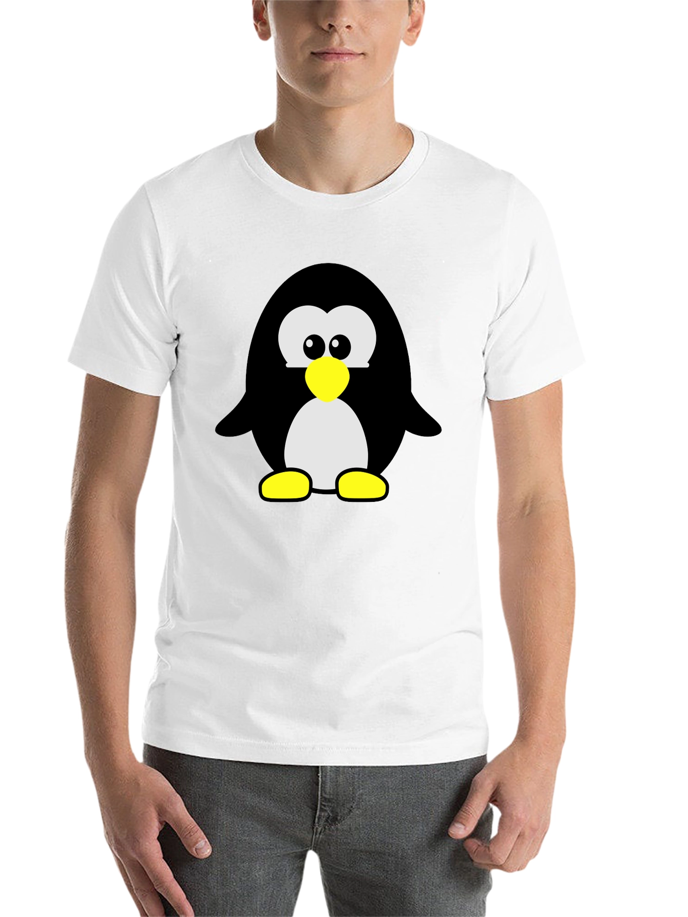 Black Cartoon Penguin Graphic Print T-Shirt - Black view 14