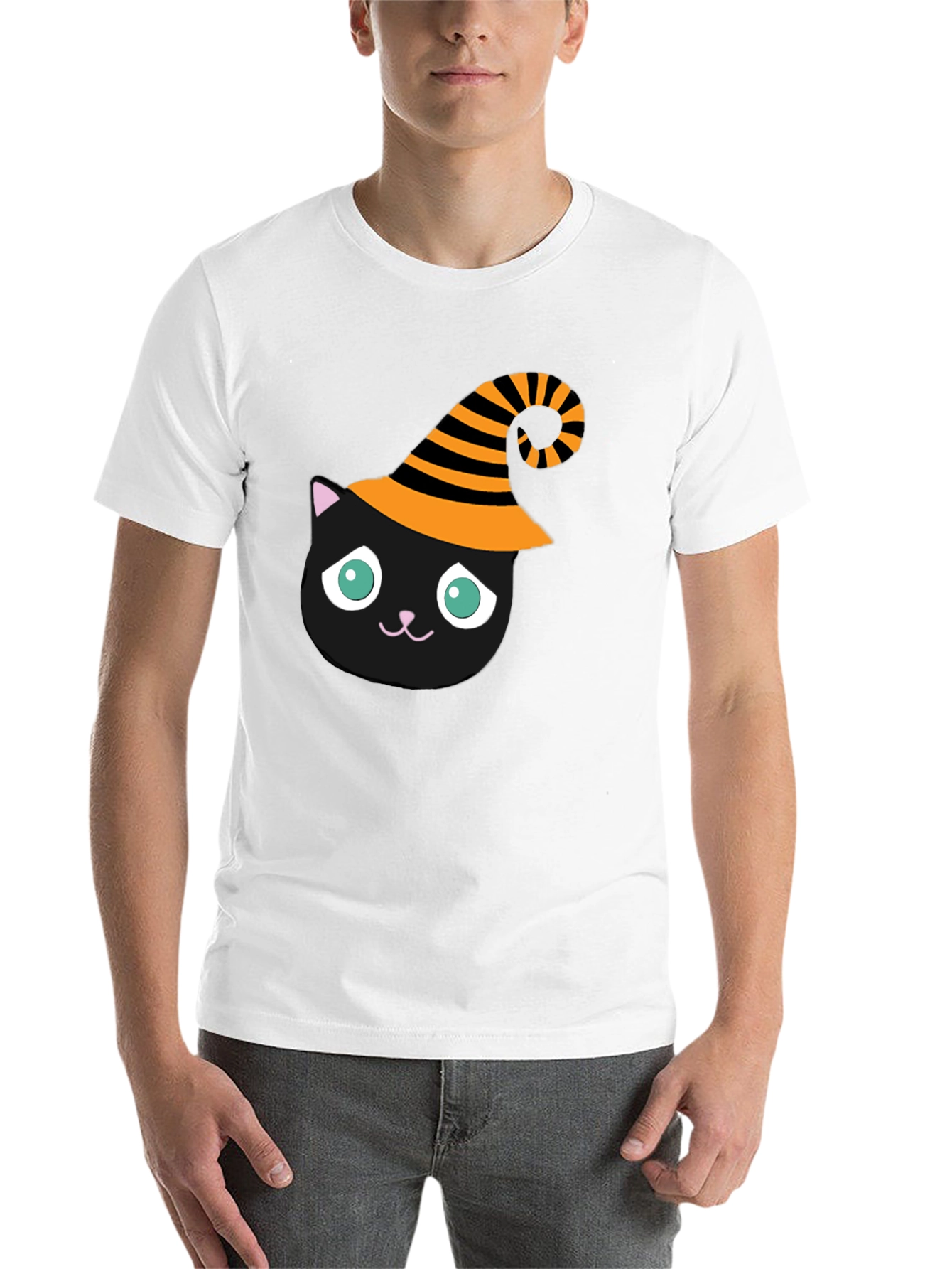 Black Halloween Cat T-Shirt - Witch Hat Black Cat Tee view 14