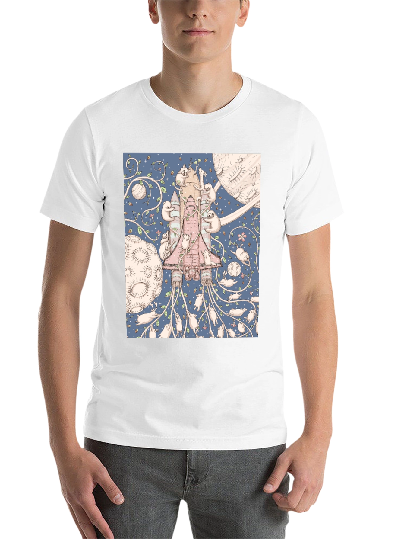 Black Space Sloth T-Shirt - Unique Graphic Tee view 14