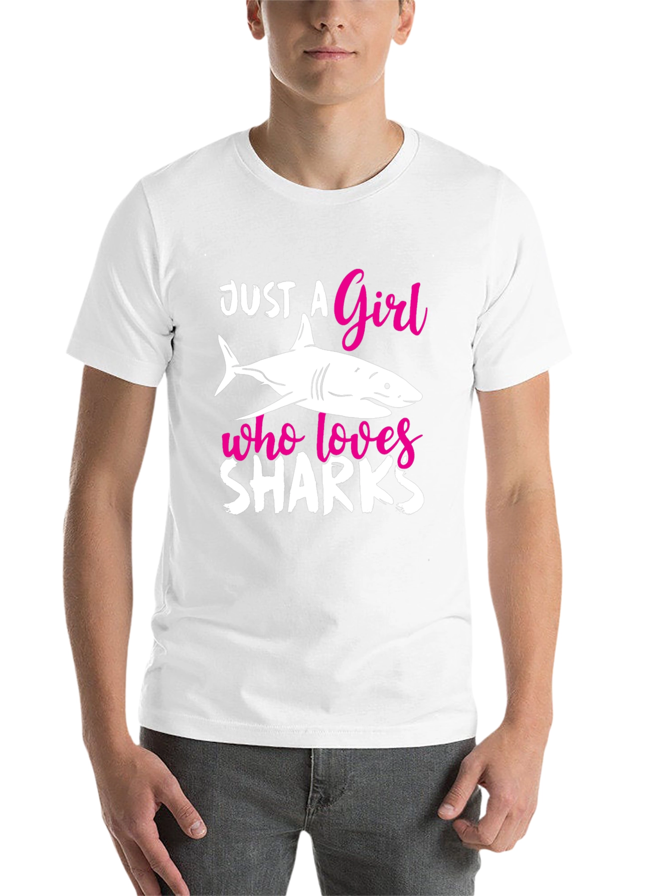 Black Just a Girl Who Loves Sharks T-Shirt view 14