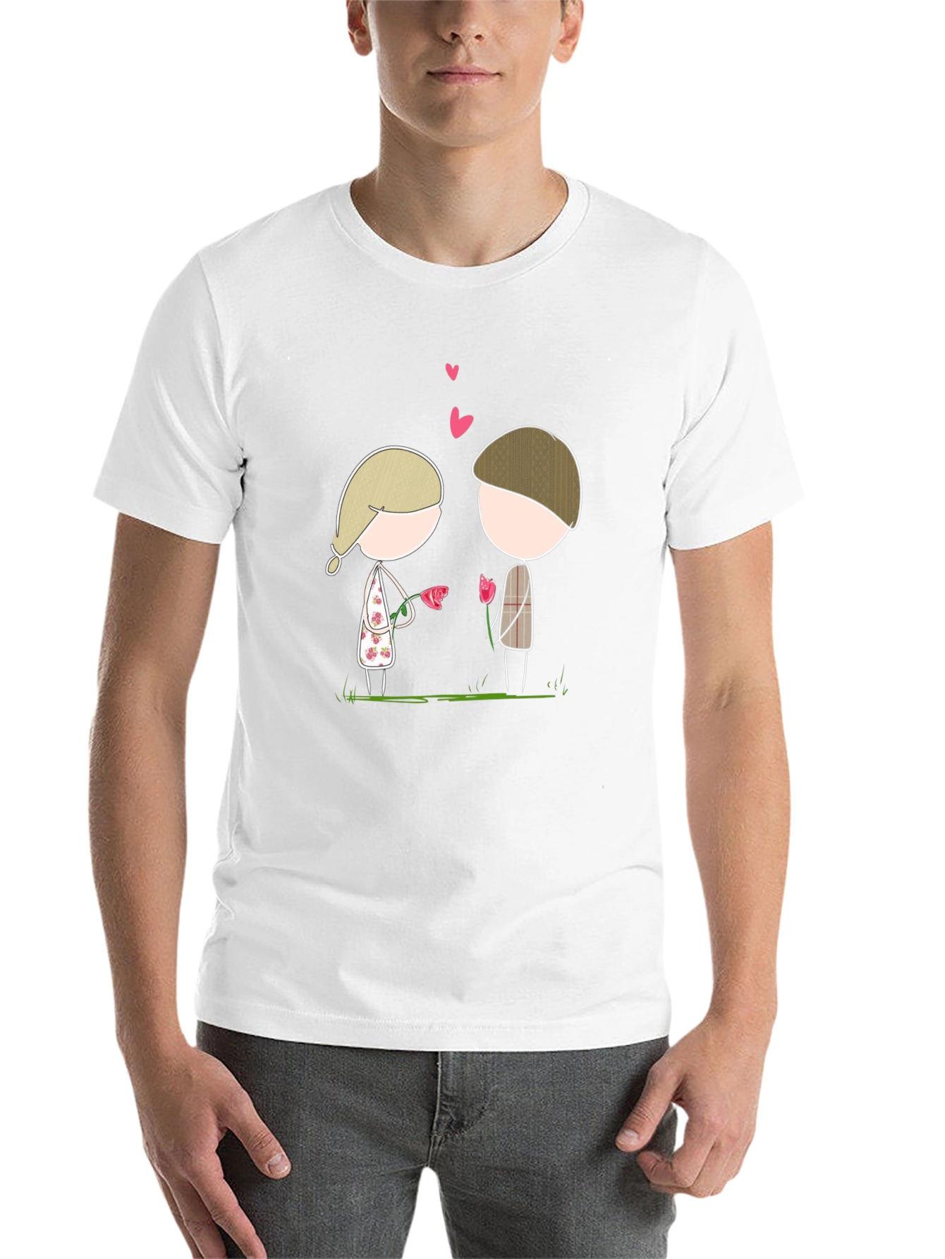 Black Cute Couple Cartoon Graphic Tee view 14