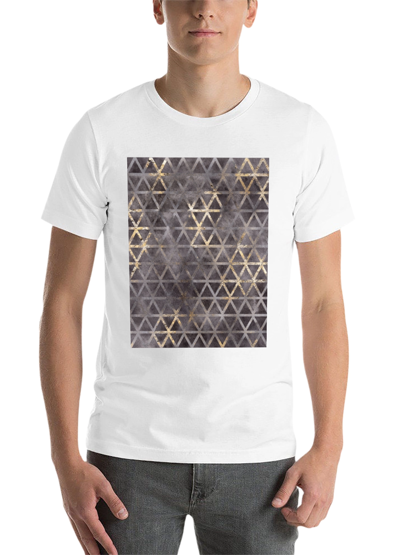 Black Geometric Triangle Print T-Shirt view 14
