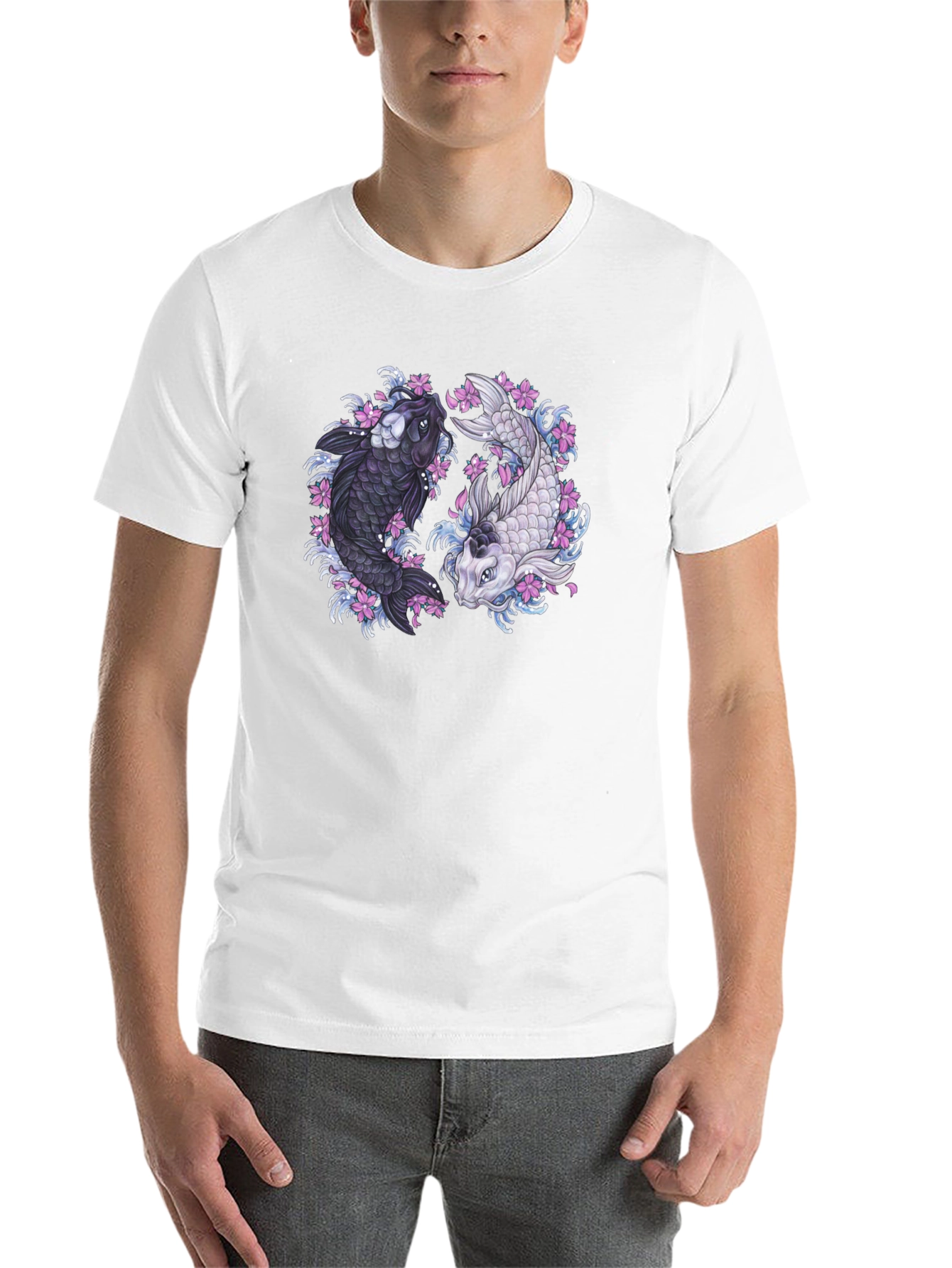 Black Yin Yang Koi Fish Graphic Tee view 14