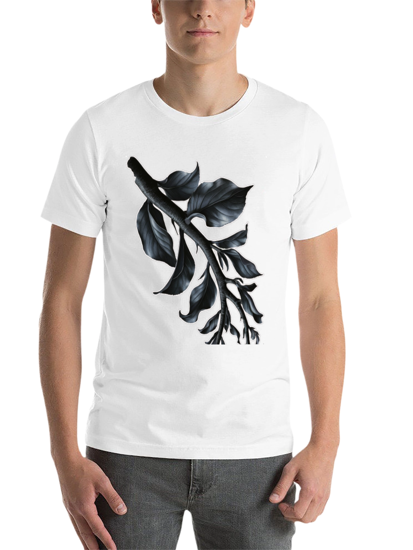 Black Botanical Branch Graphic Tee - Modern Black view 14