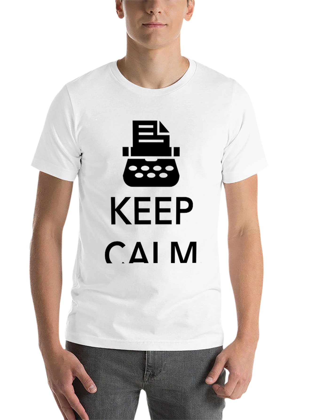 Black Keep Calm Typewriter Black T-Shirt view 14
