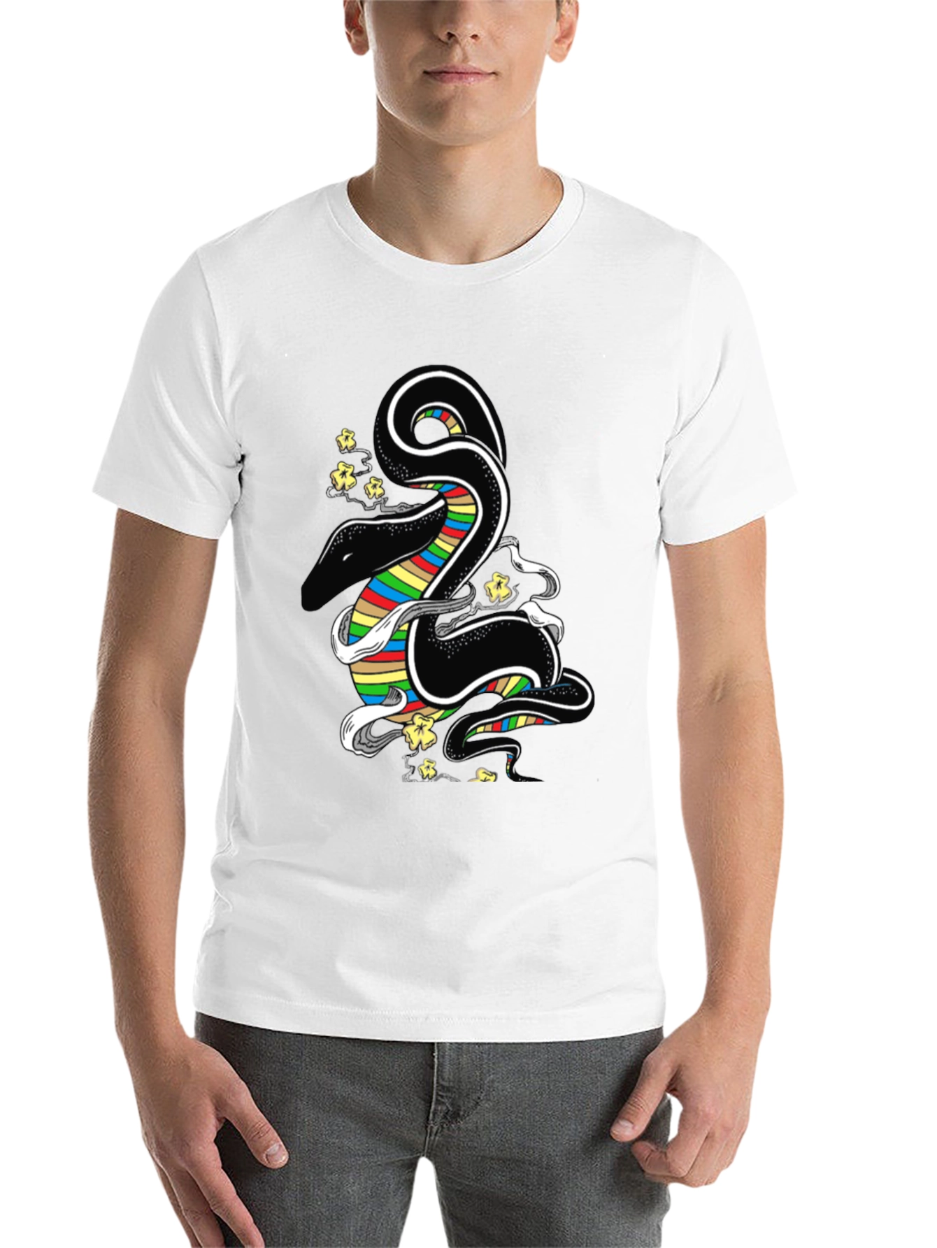 Black Rainbow Snake Graphic T-Shirt - Men's view 14
