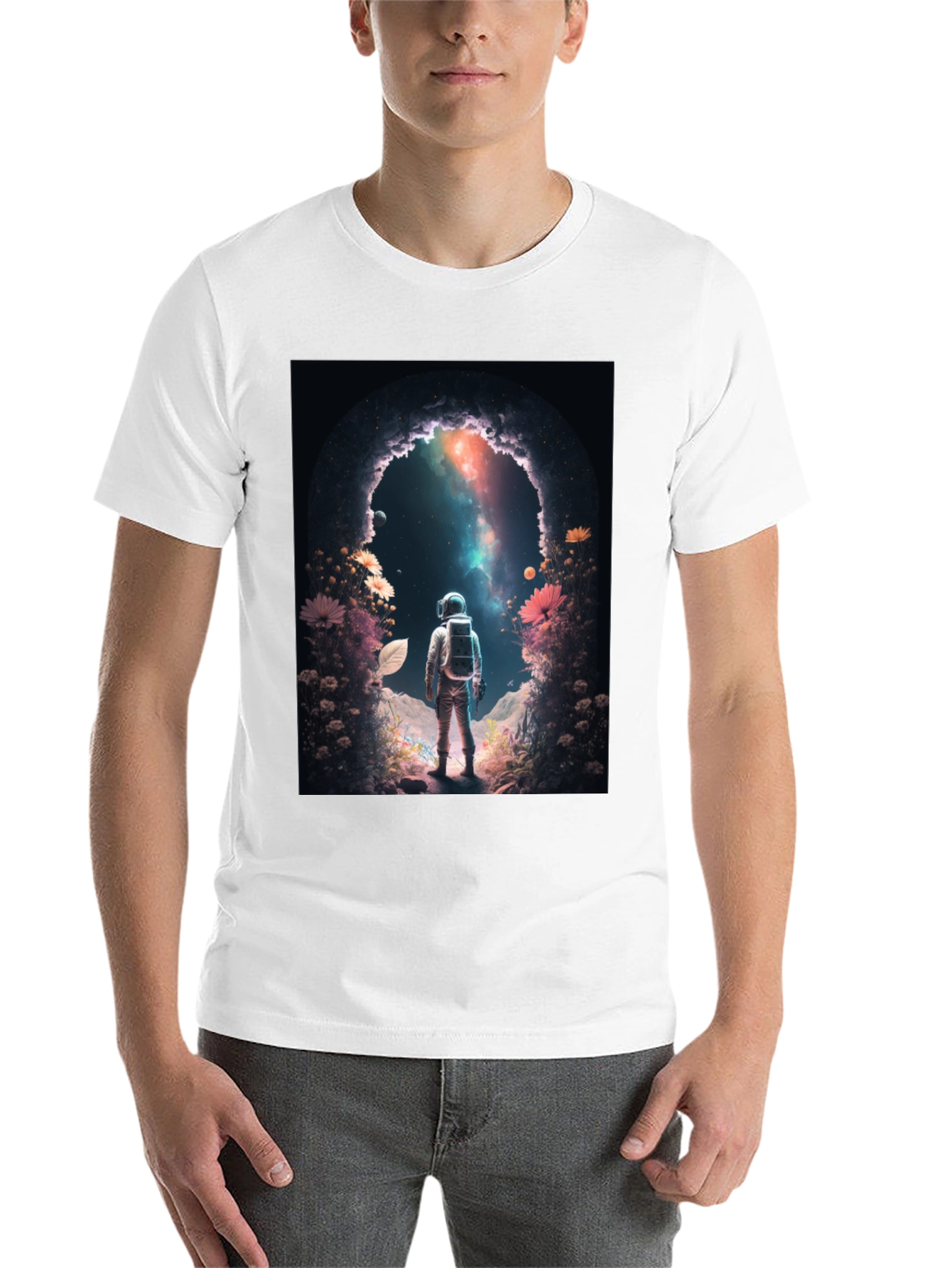 Black Astronaut Galaxy Portal Graphic Tee - Black view 14