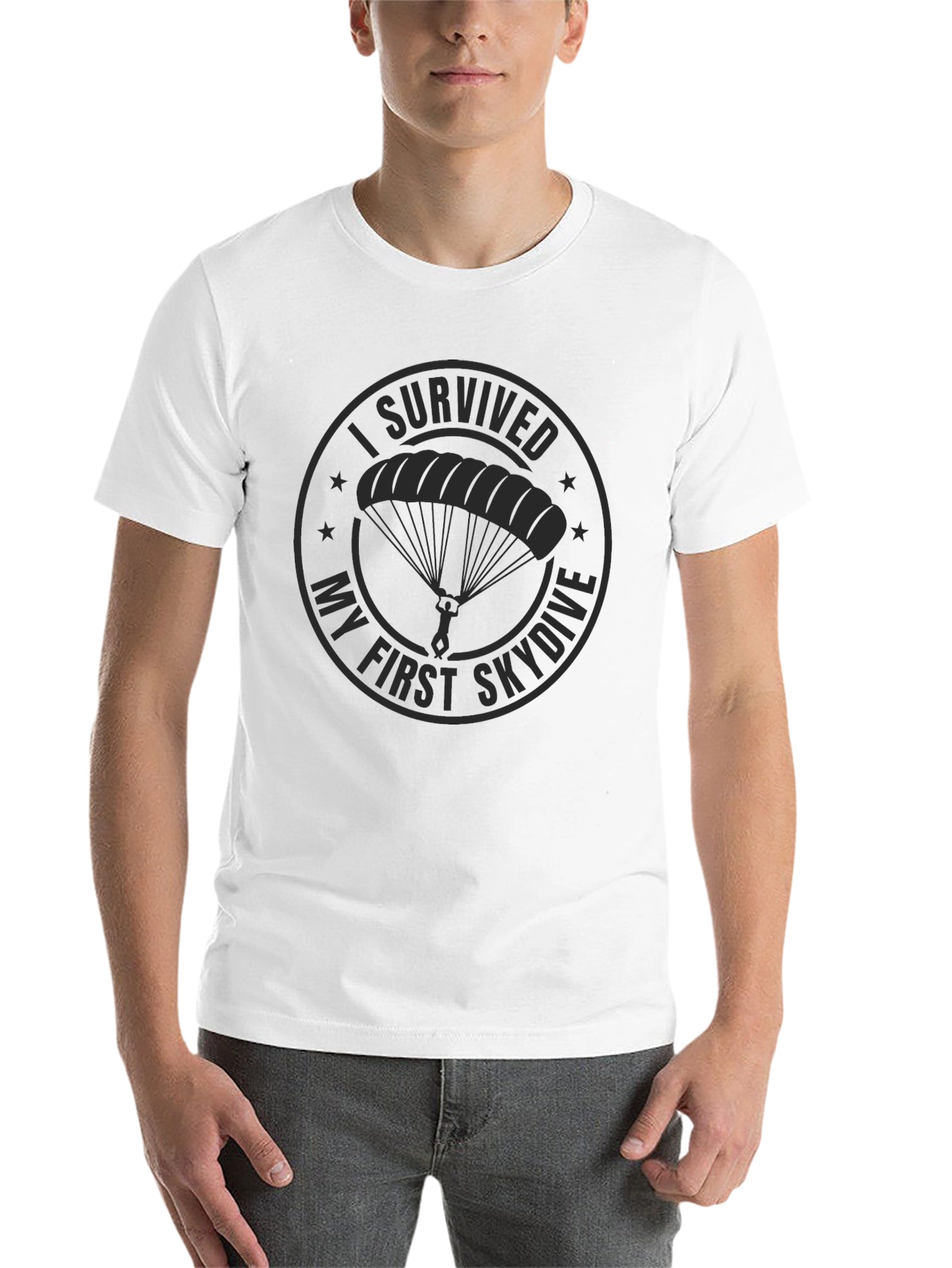 Black Skydiving Survivor T-Shirt - Black Cotton Tee view 14
