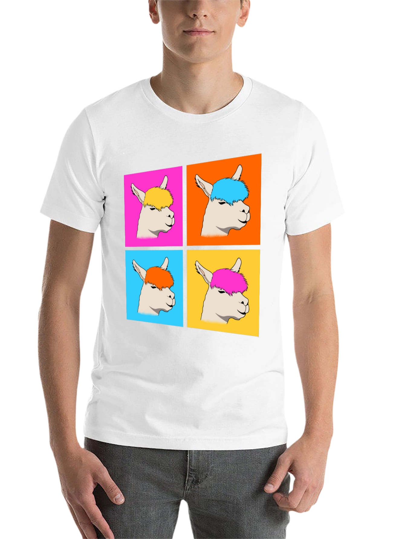 Black Alpaca Pop Art Graphic T-Shirt view 14