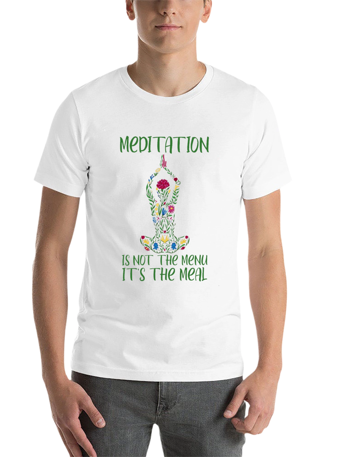 Black Meditation Meal T-Shirt - Relax & Nourish Your Soul view 14
