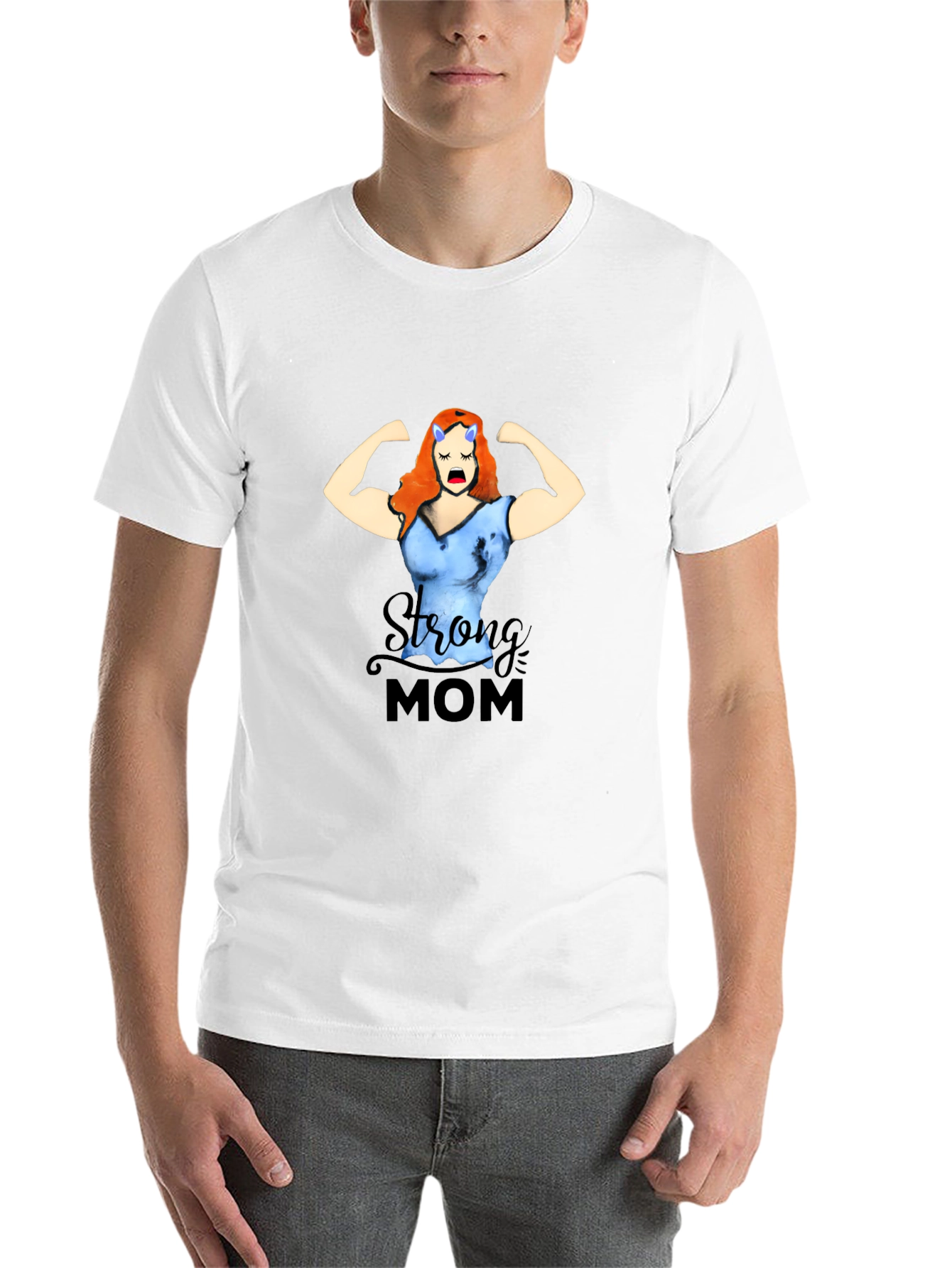 Black Strong Mom Graphic Tee - Black Cotton Blend T-Shirt view 14