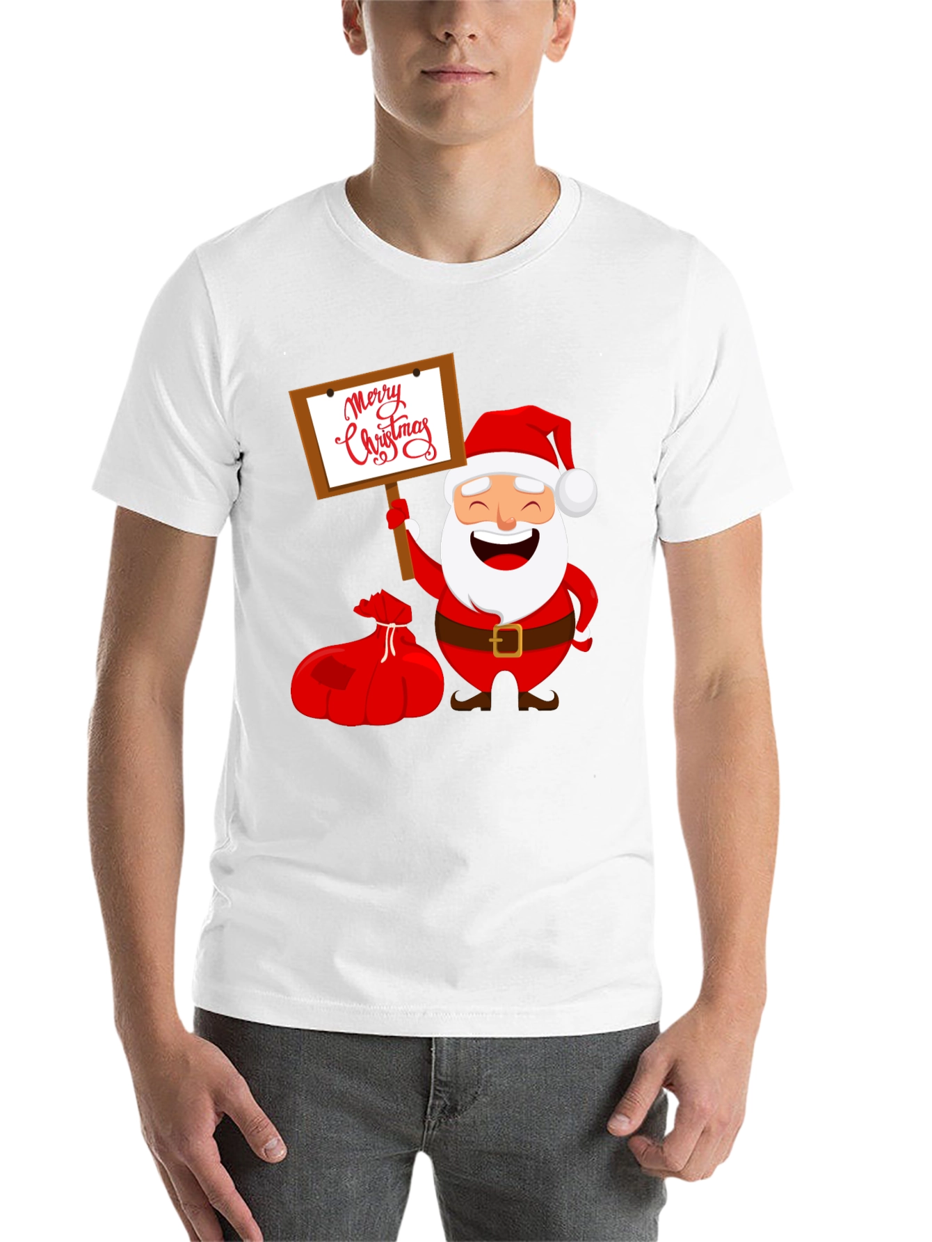 Black Merry Christmas Santa Graphic Tee view 14