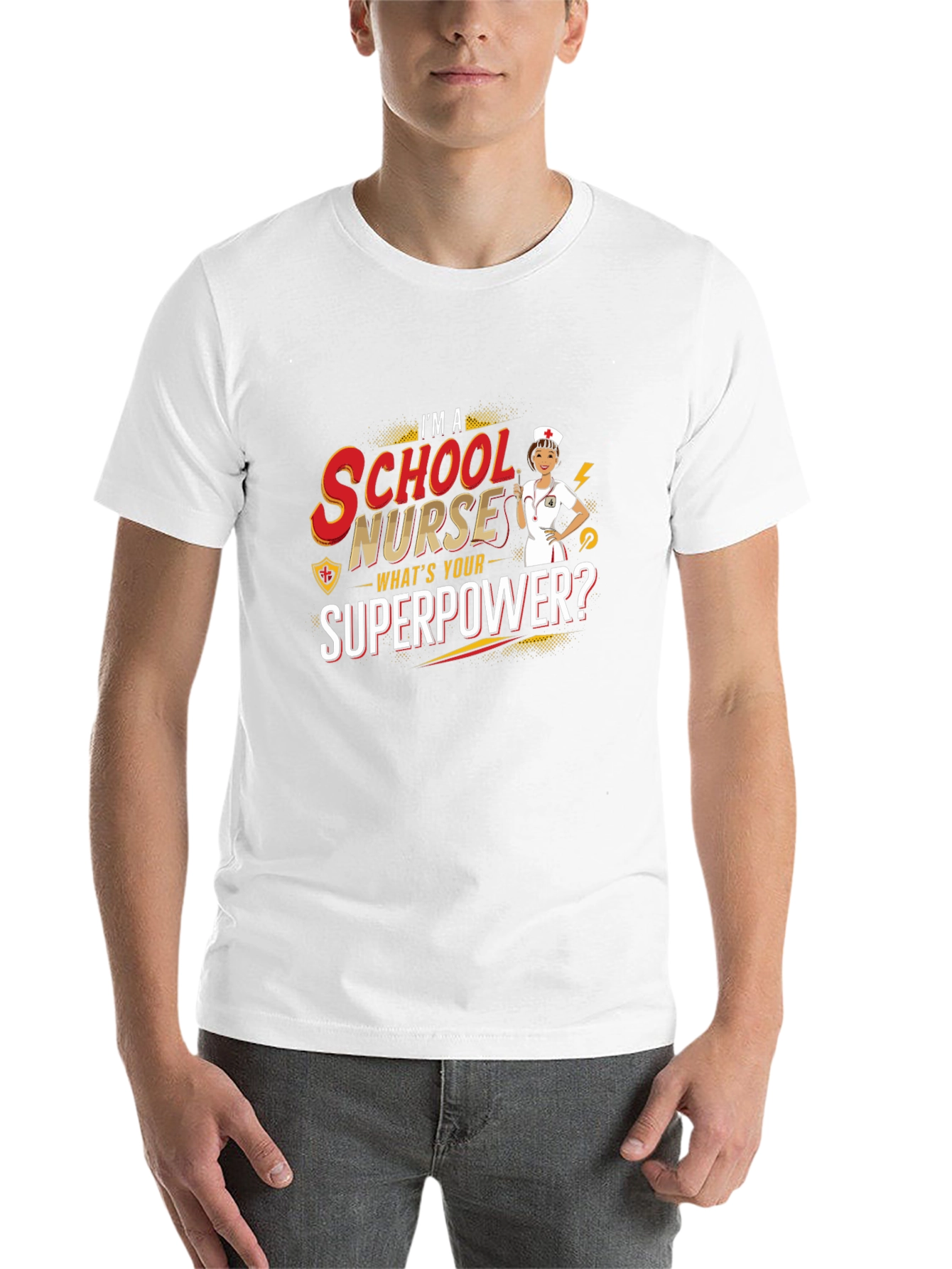 Black School Nurse Superpower T-Shirt view 14