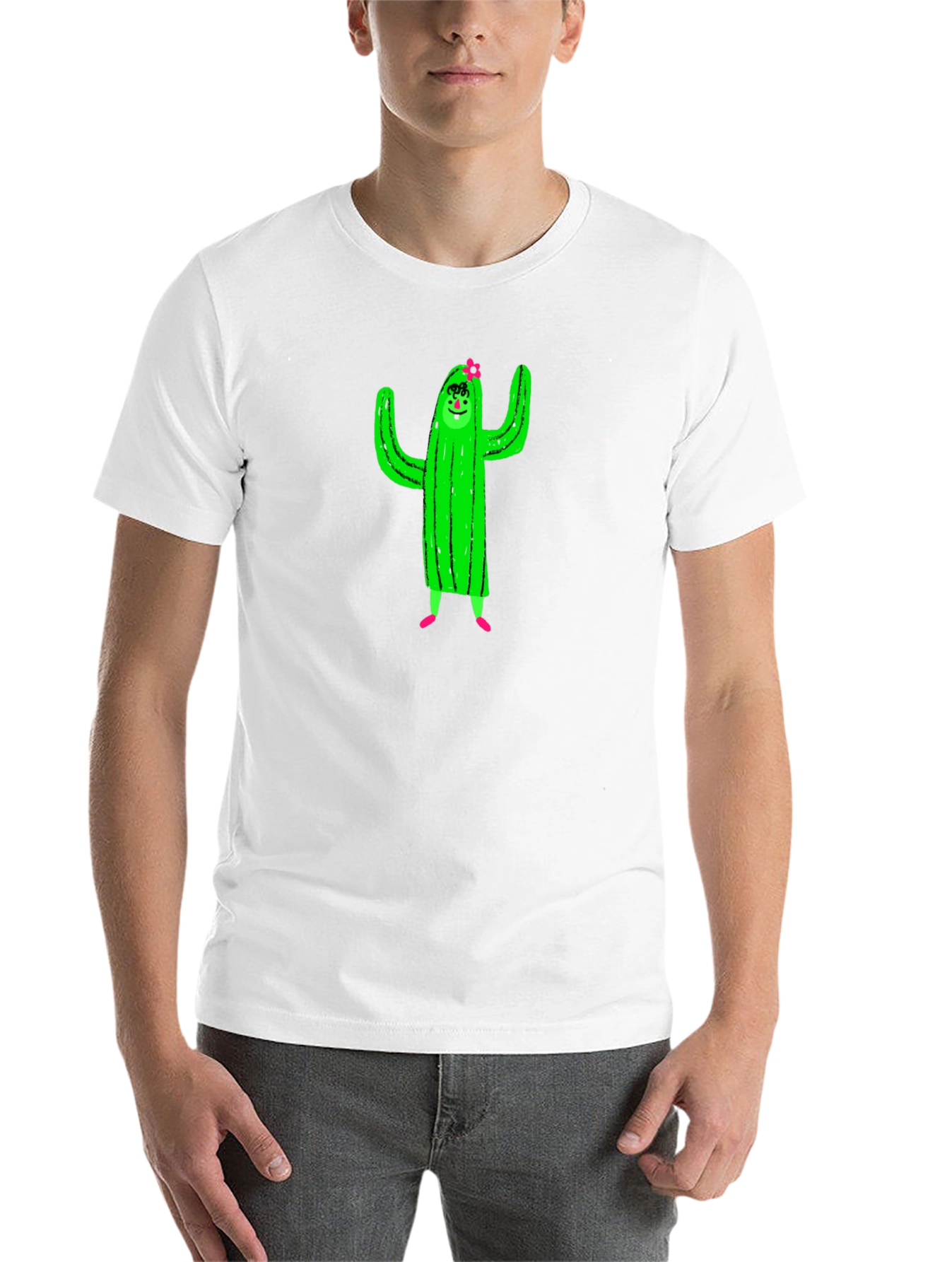 Black Cactus Character Graphic Black T-Shirt view 14