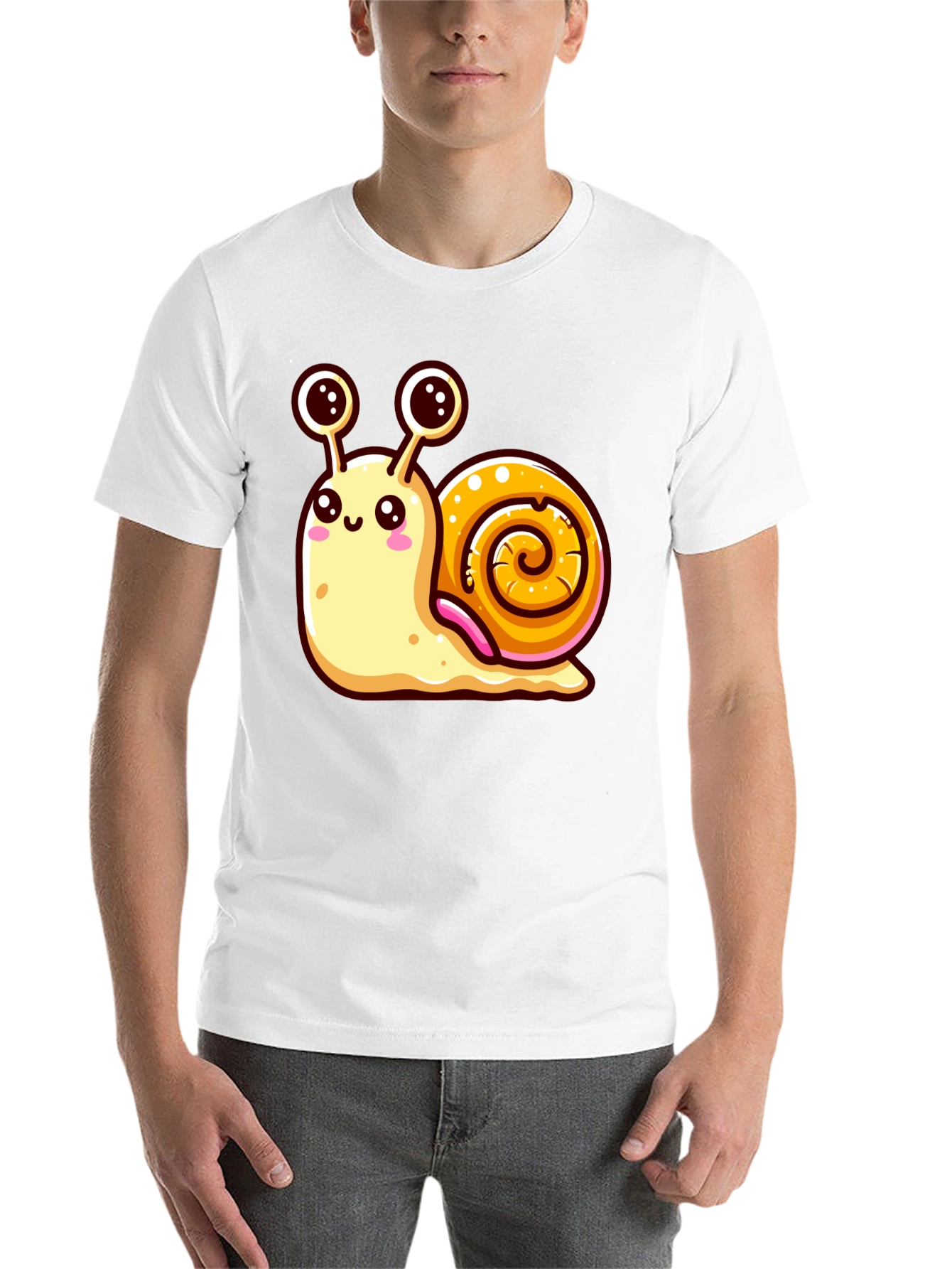 Black Cute Snail Graphic Tee - Black Unisex Shirt view 14