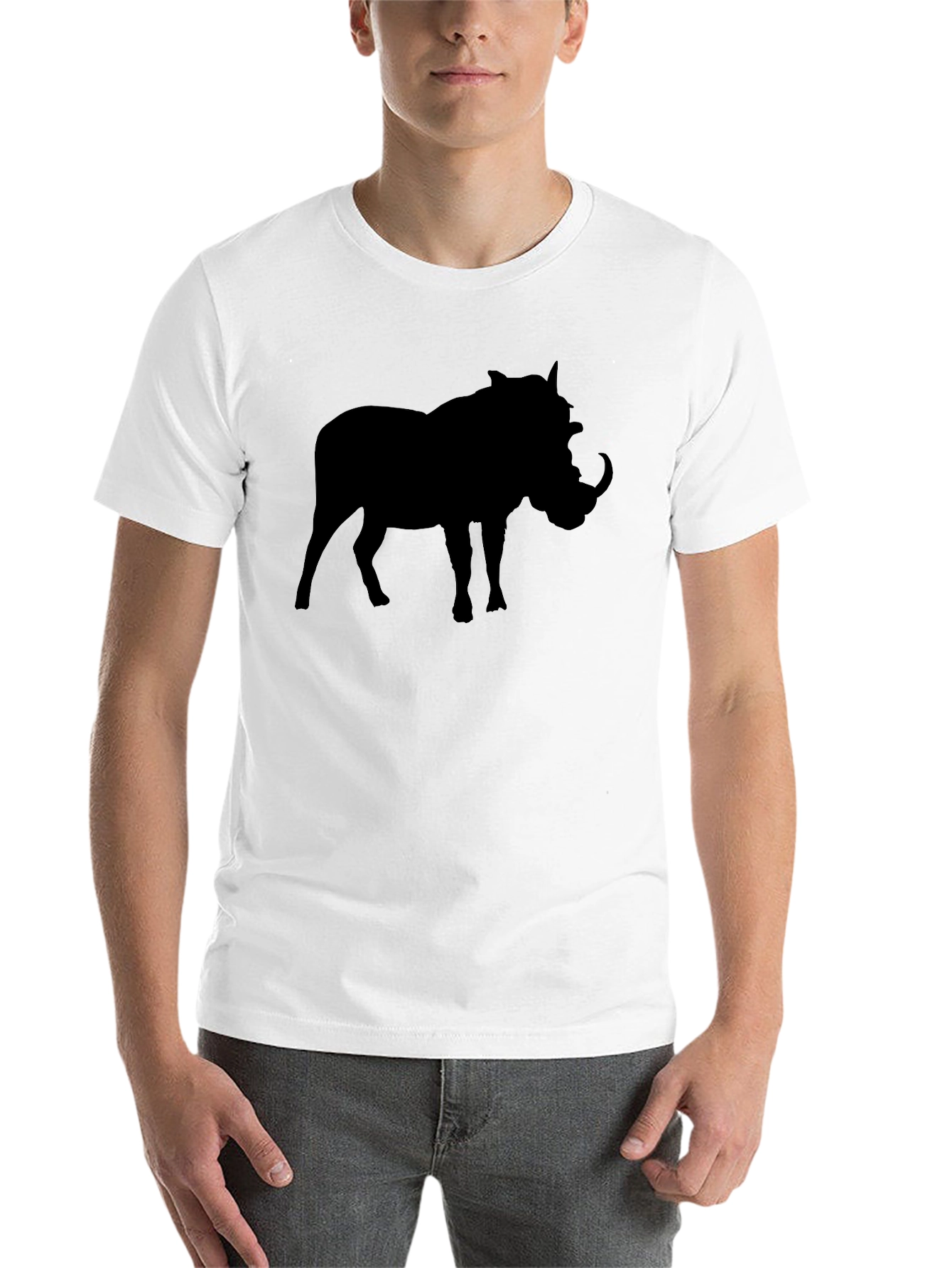 Black Warthog Silhouette T-Shirt - Classic Black Tee view 14