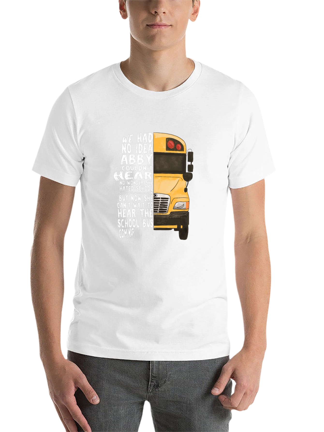 Black Abby School Bus T-Shirt - Hearing Loss Awareness view 14