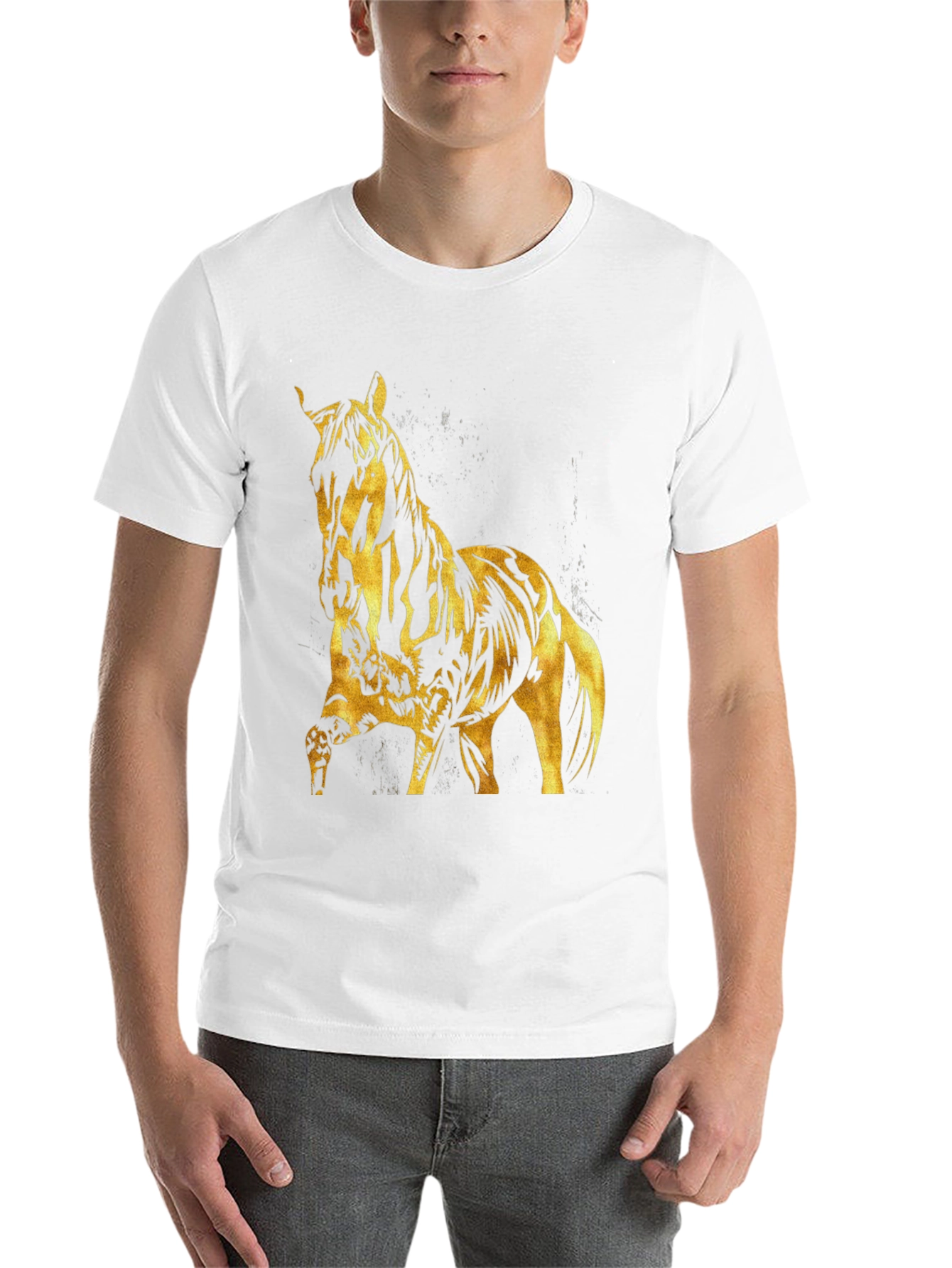 Black Gold Horse Graphic Black T-Shirt view 14