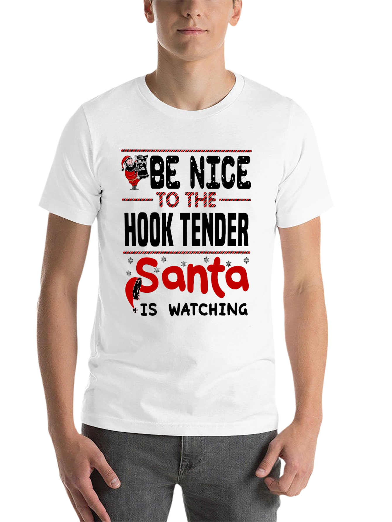 Black Be Nice to the Hook Tender Santa T-Shirt view 14