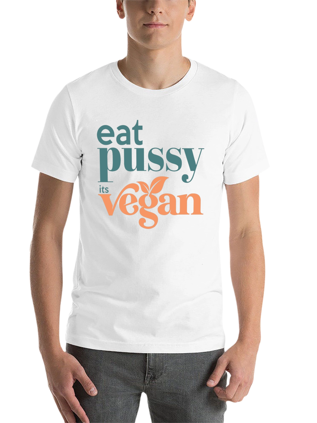 Black Eat Pussy Its Vegan T-Shirt Novelty Slogan Tee view 14