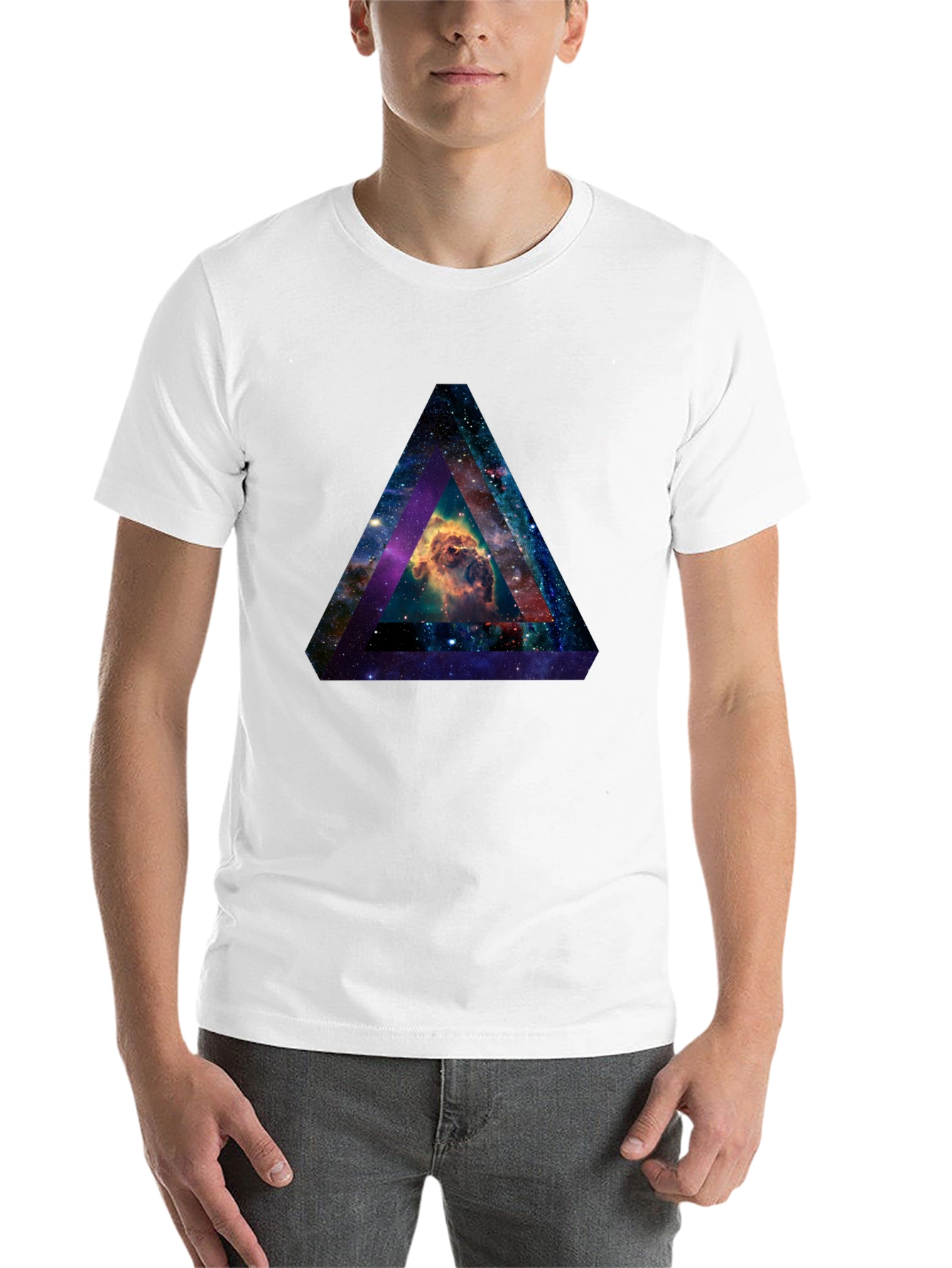 Black Nebula Triangle Graphic T-Shirt view 14