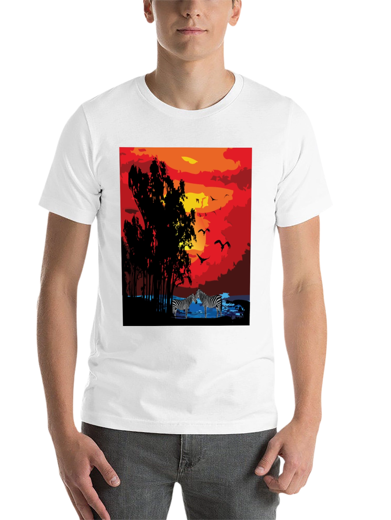 Black Sunset Zebra Graphic T-Shirt view 14